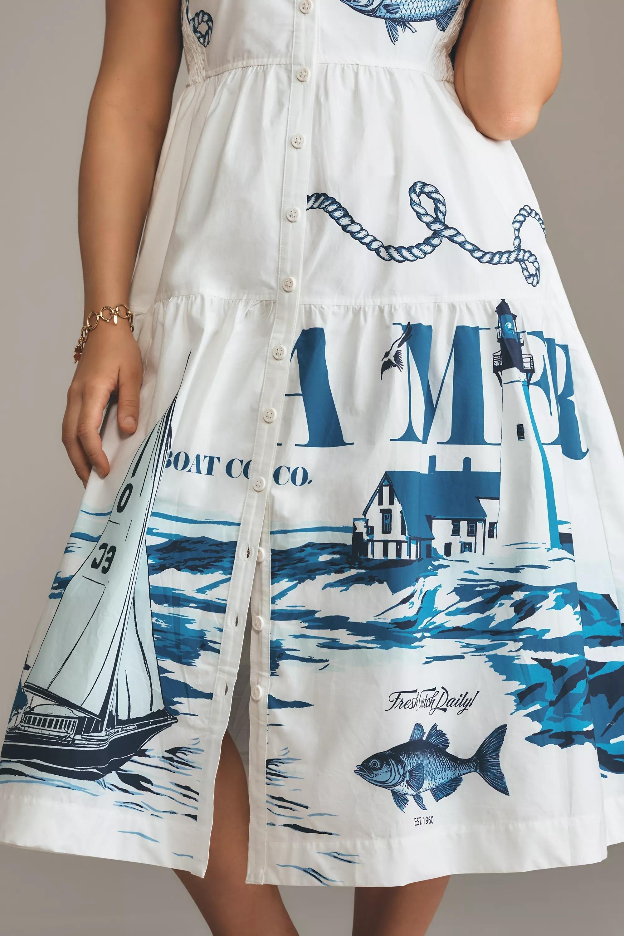 By Maeve Patterned Sleeveless Midi Shirt Dress, White, , large image number 5
