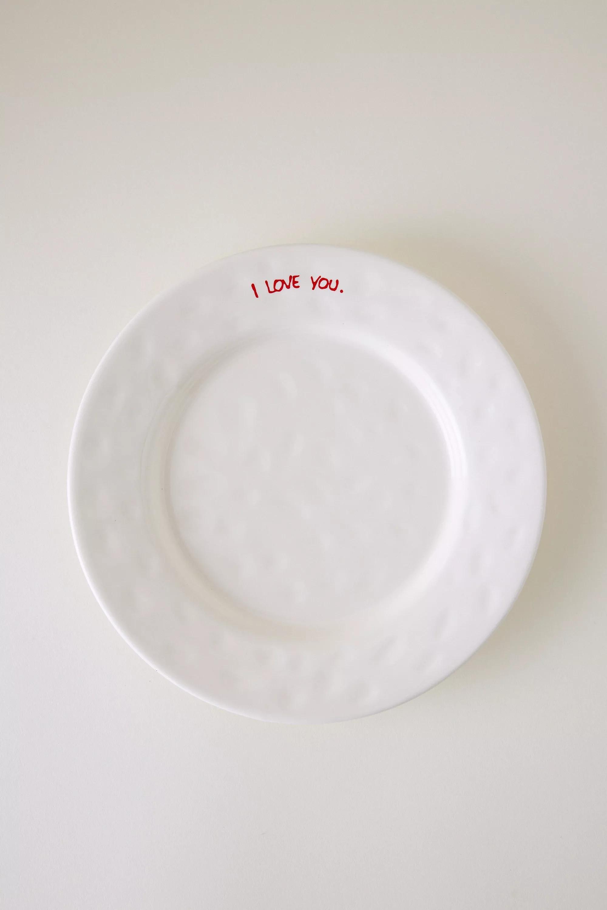 Anna + Nina I Love You Breakfast Plate, Ivory, A501_0011, large image number 0