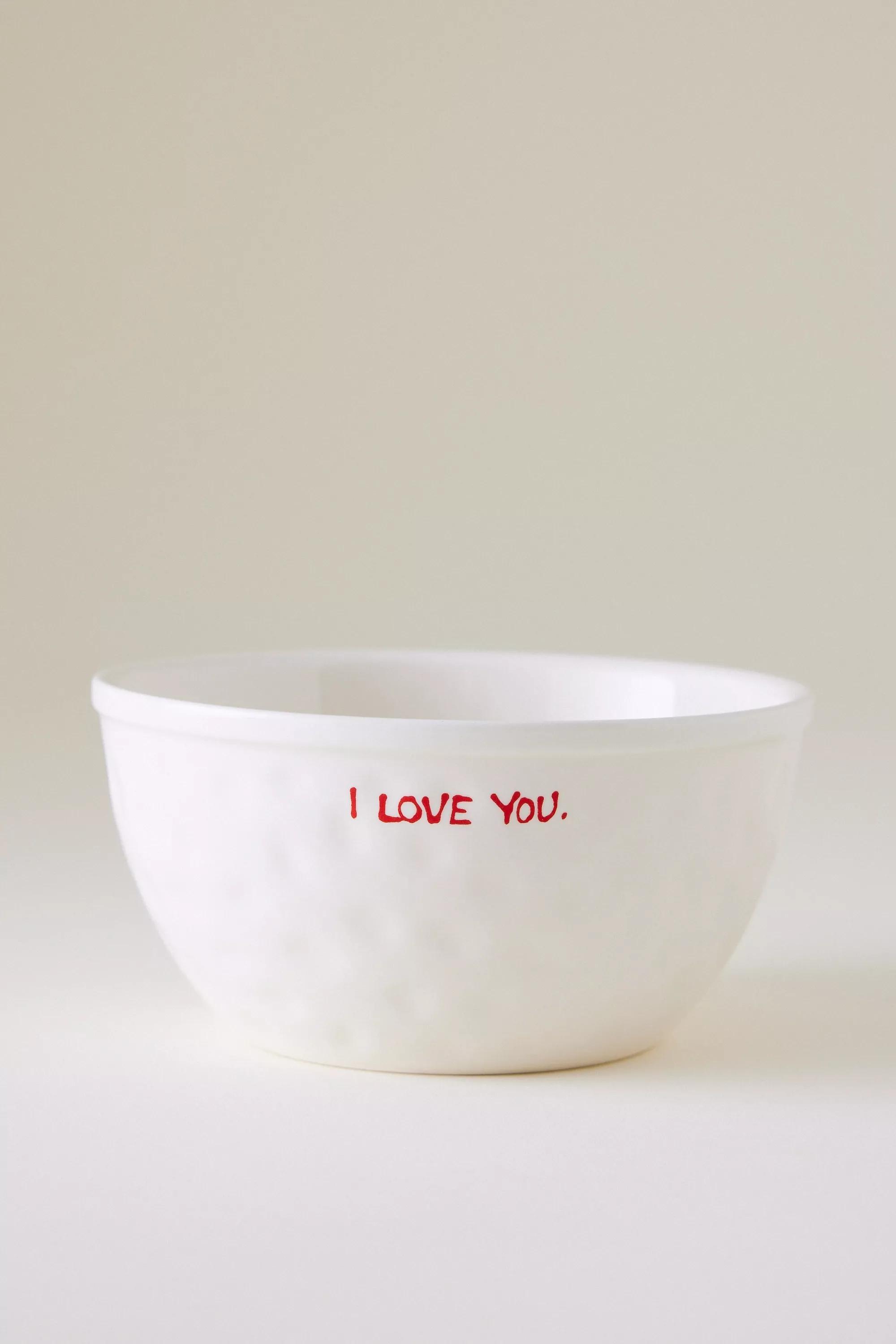 Anna + Nina I Love You Bowl, Ivory, A501_0011, large image number 0