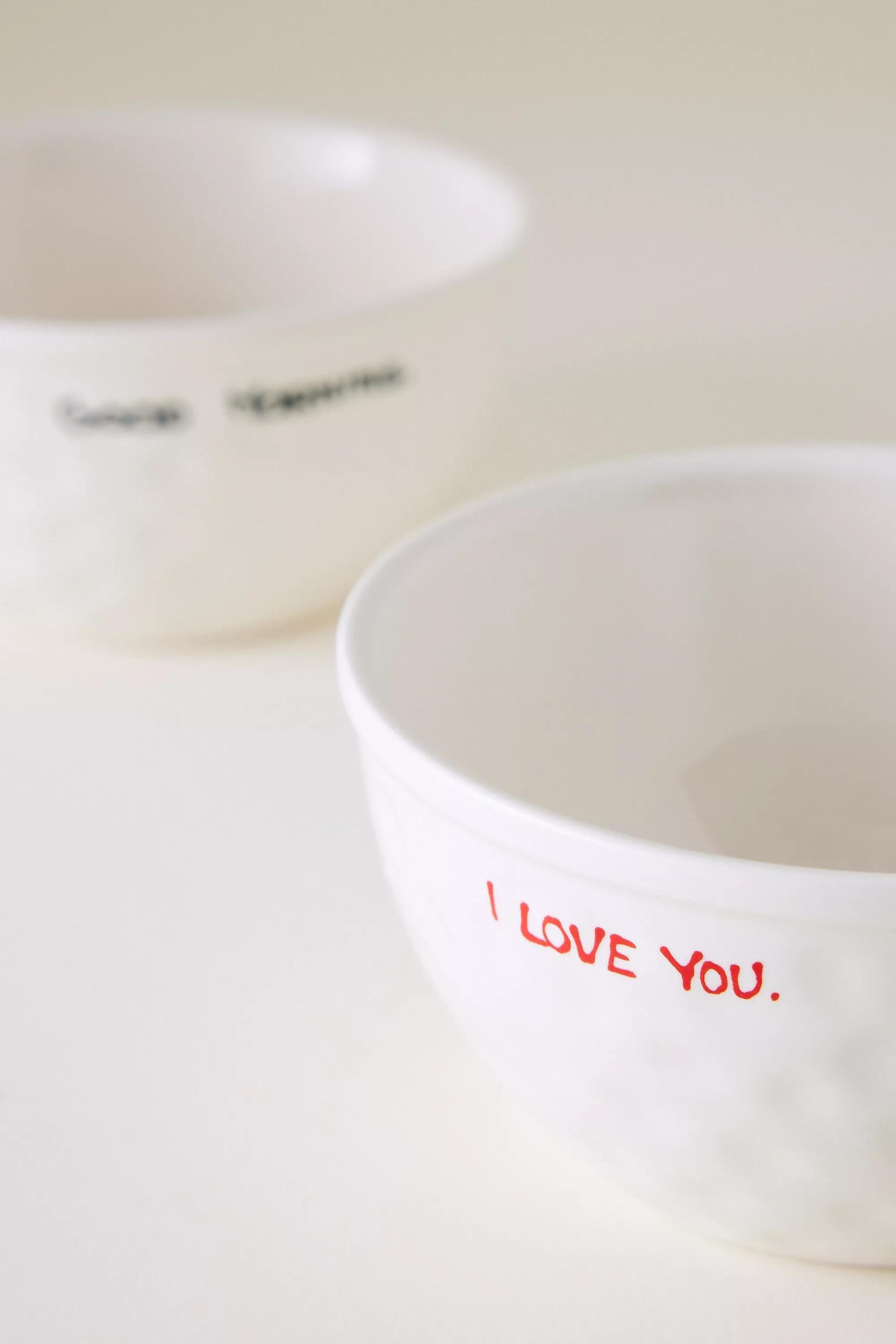 Anna + Nina I Love You Bowl, Ivory, A501_0011, large image number 1