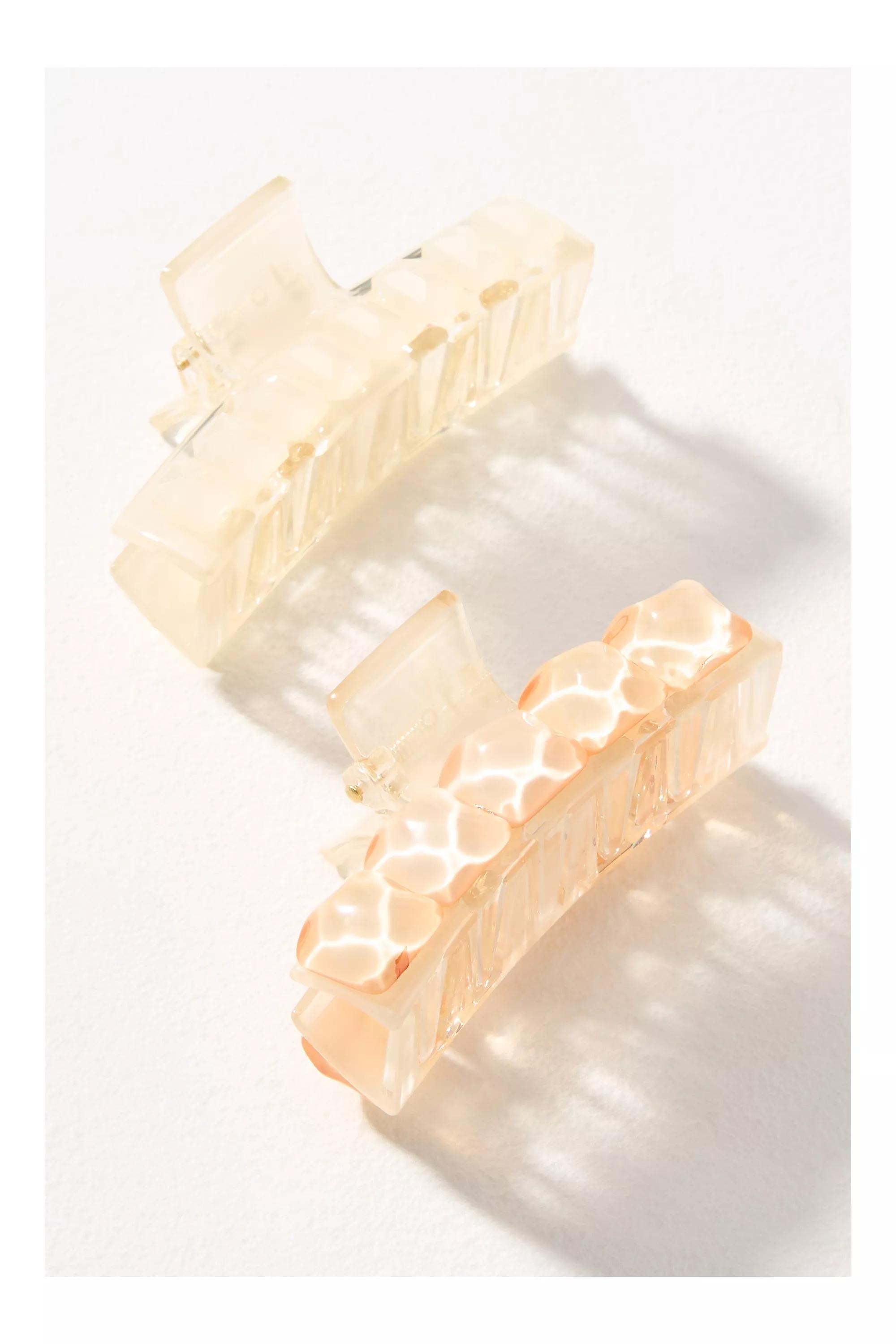 Gem Claw Clips, Set Of 2, White, A501_0010, large image number 1