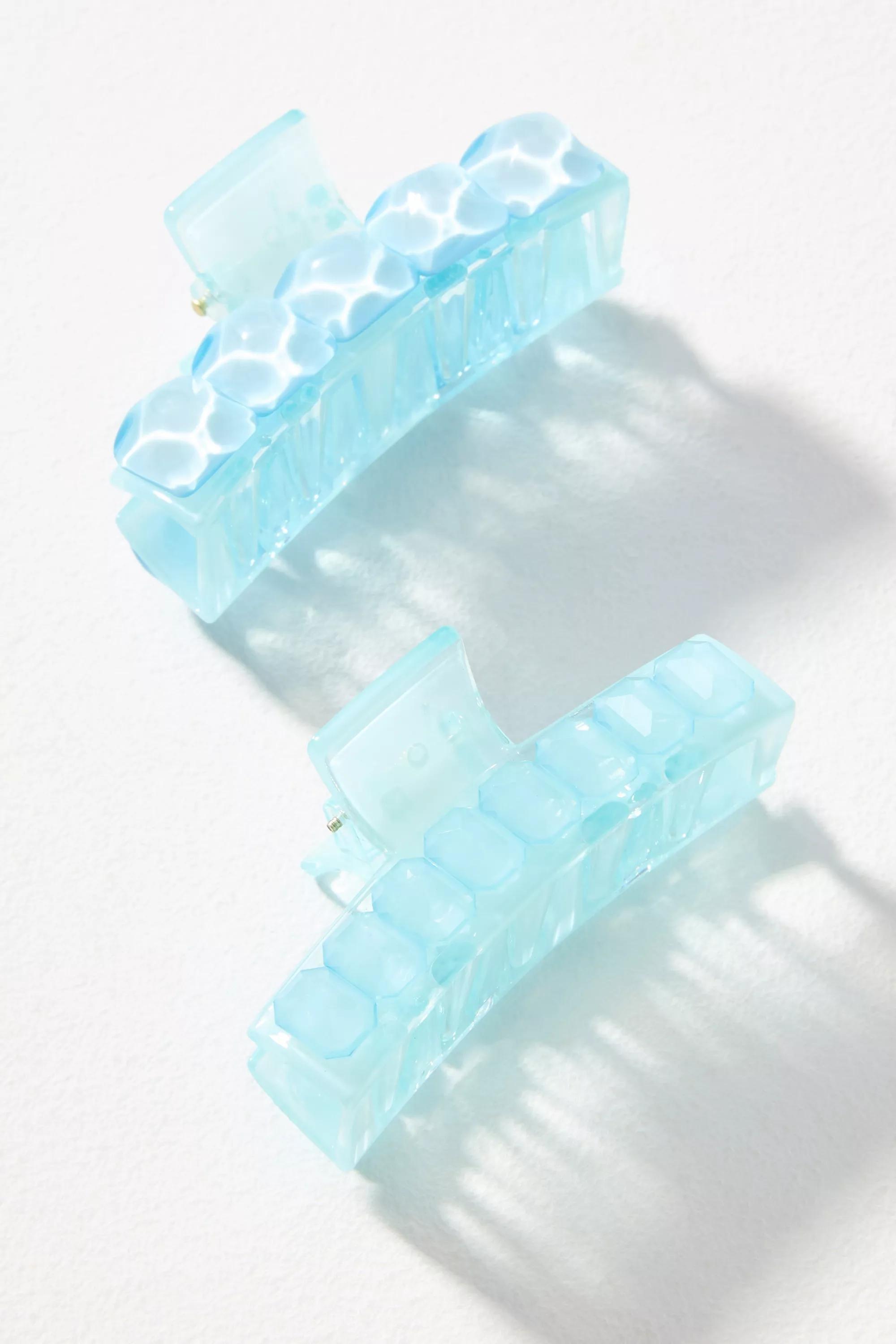 Gem Claw Clips, Set Of 2, Blue, A501_0040, large image number 1