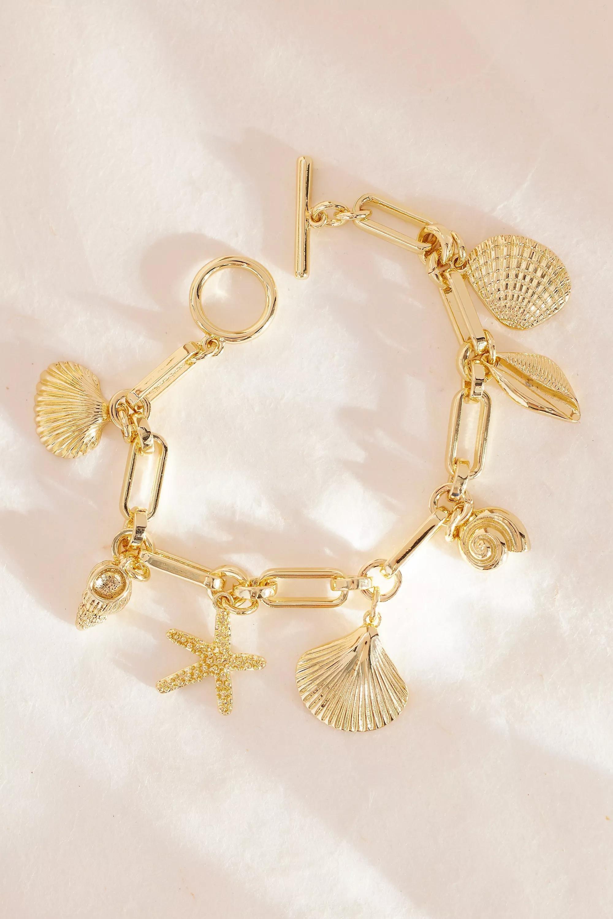 Anthropologie Charm Bracelet, Gold, , medium