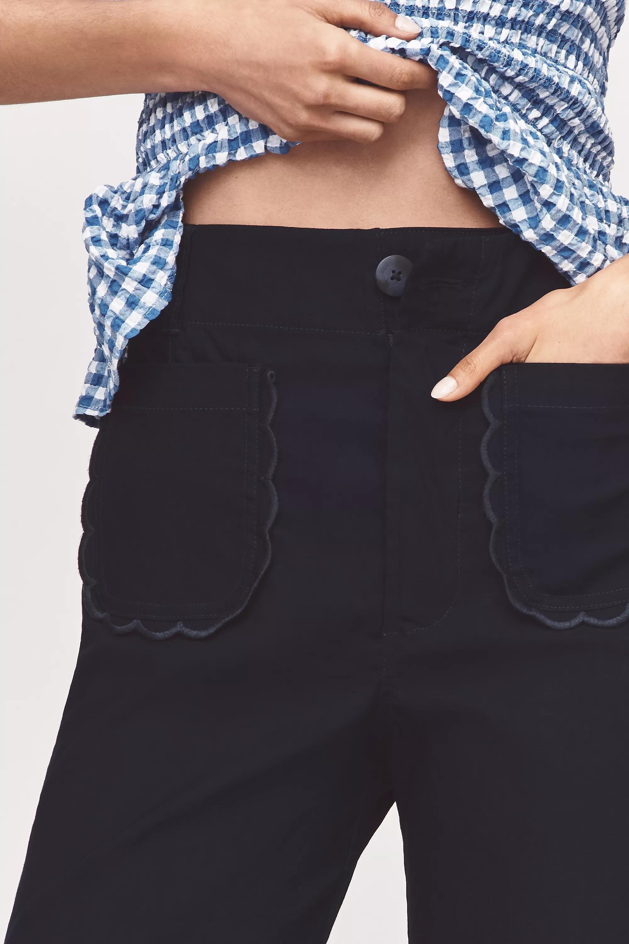 By Maeve The Colette Scallop-Pocket Crop Wide-Leg Trousers, Navy, A501_0041, medium