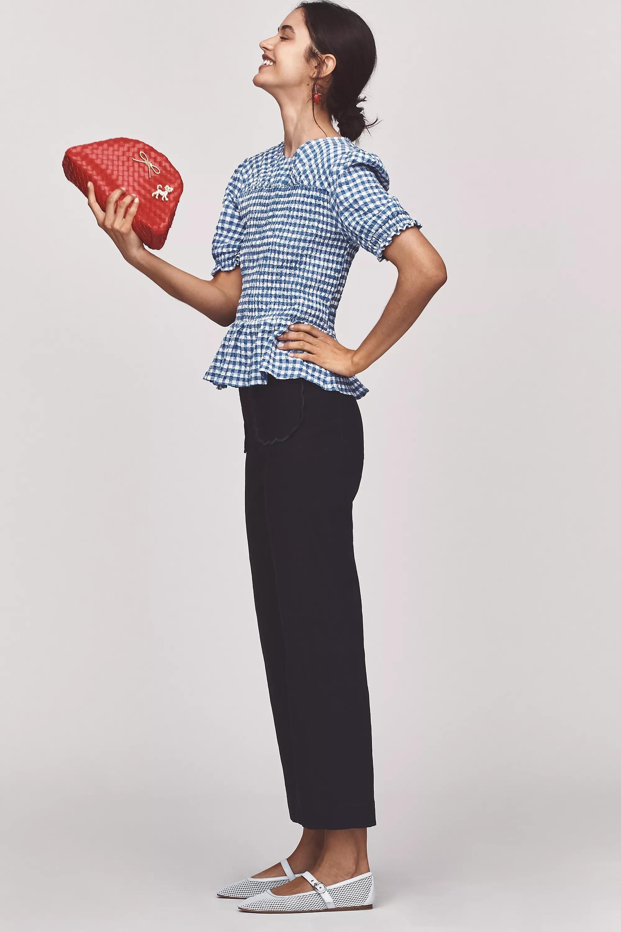 By Maeve The Colette Scallop-Pocket Crop Wide-Leg Trousers, Navy, A501_0041, large image number 3