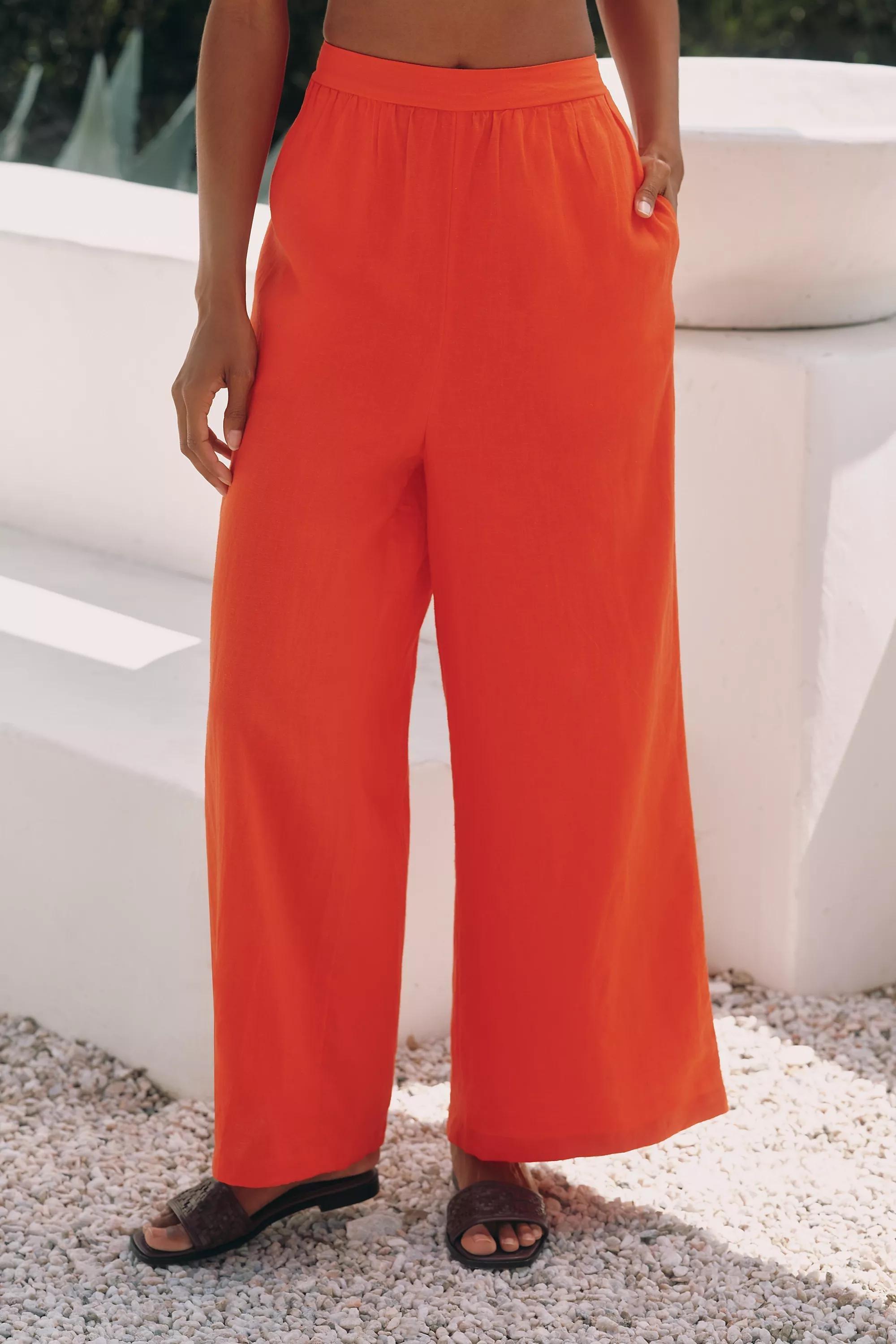 Celandine Linen Wide- Leg Trousers, Red, , large image number 3