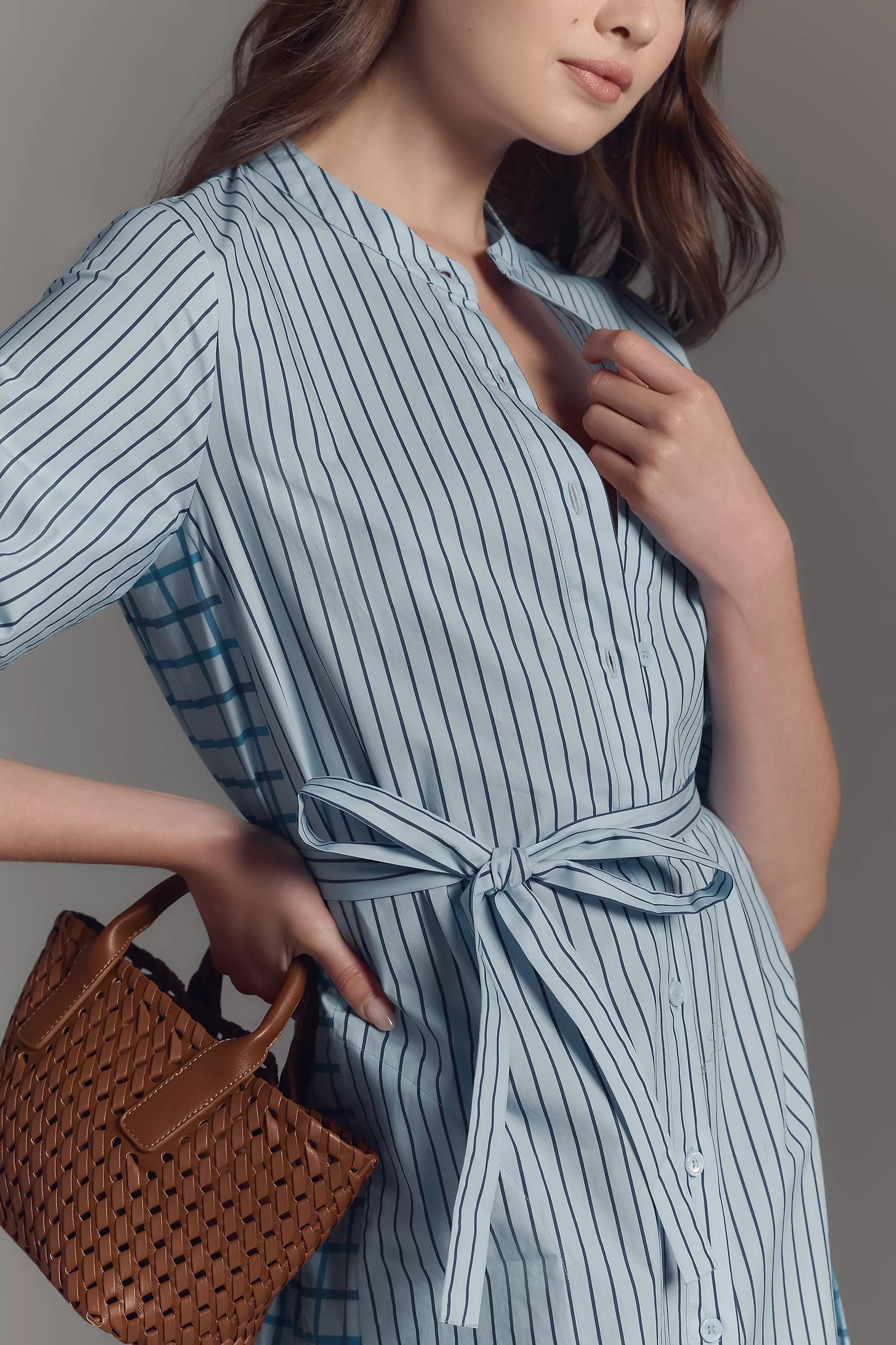 Anthropologie Striped Shirt Dress, Blue, A501_0040, medium