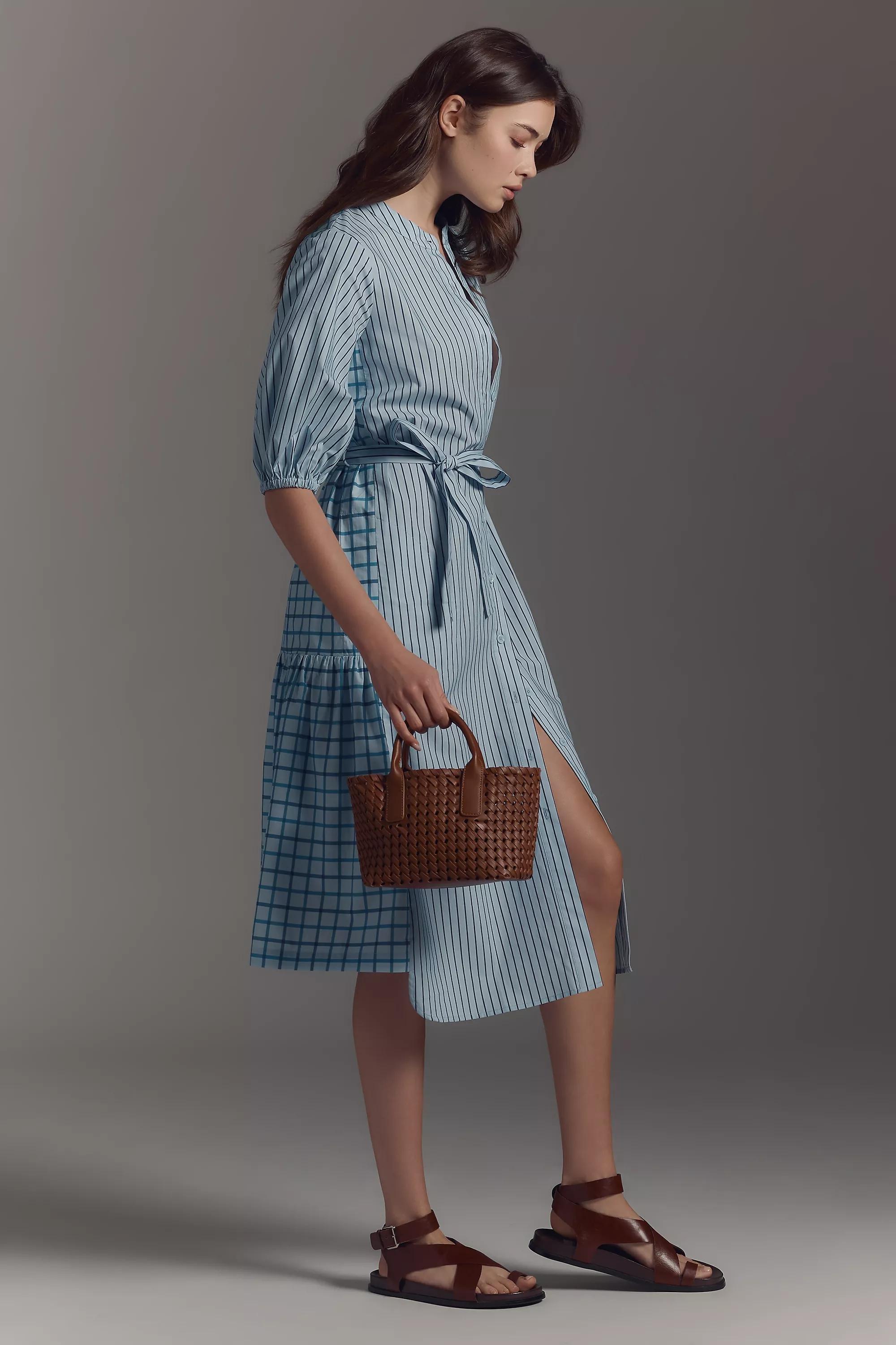 Mixed Printed Shirt Dress, Blue, A501_0040, large image number 3