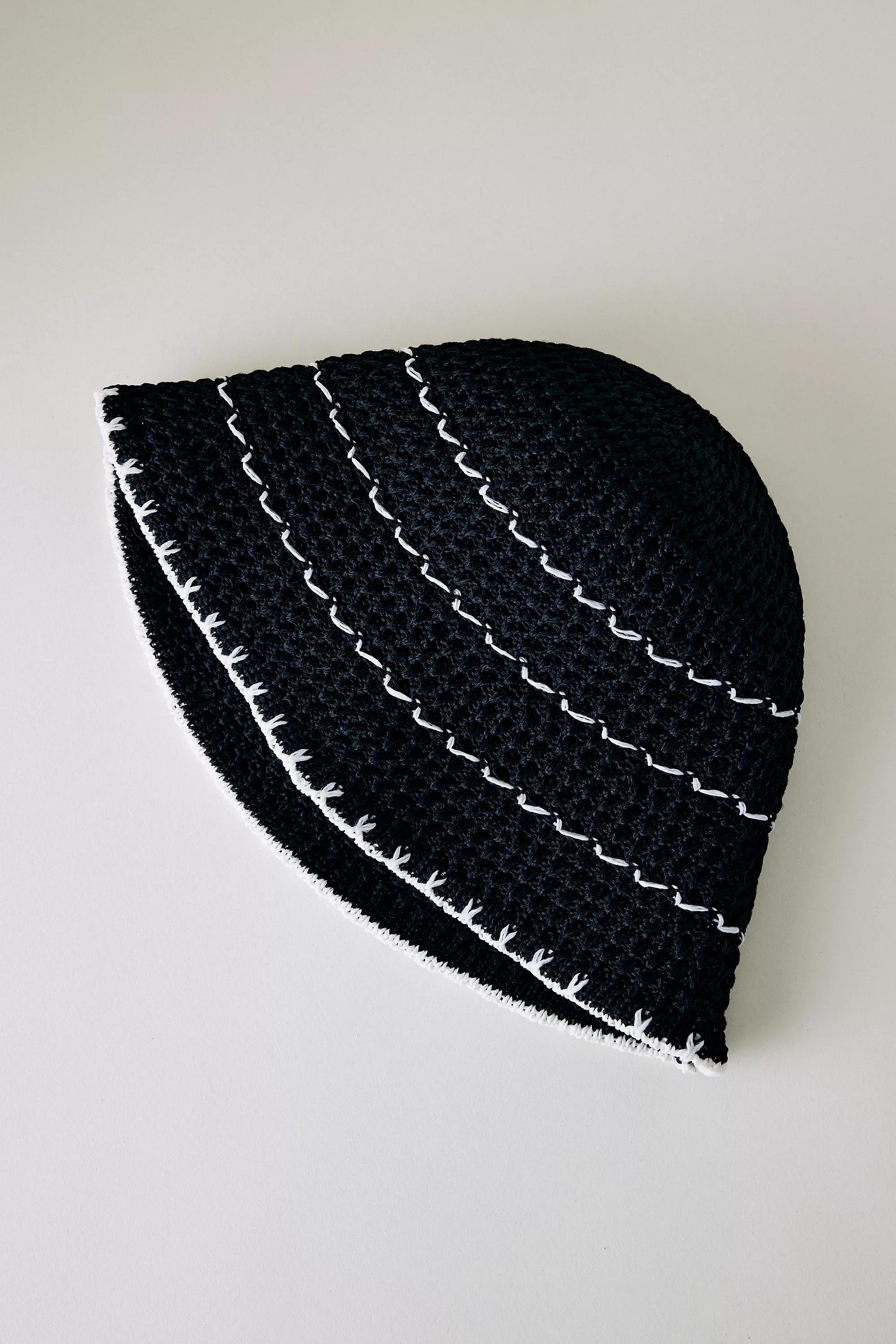 Crochet Cloche Hat, Black, A501_0001, large image number 2