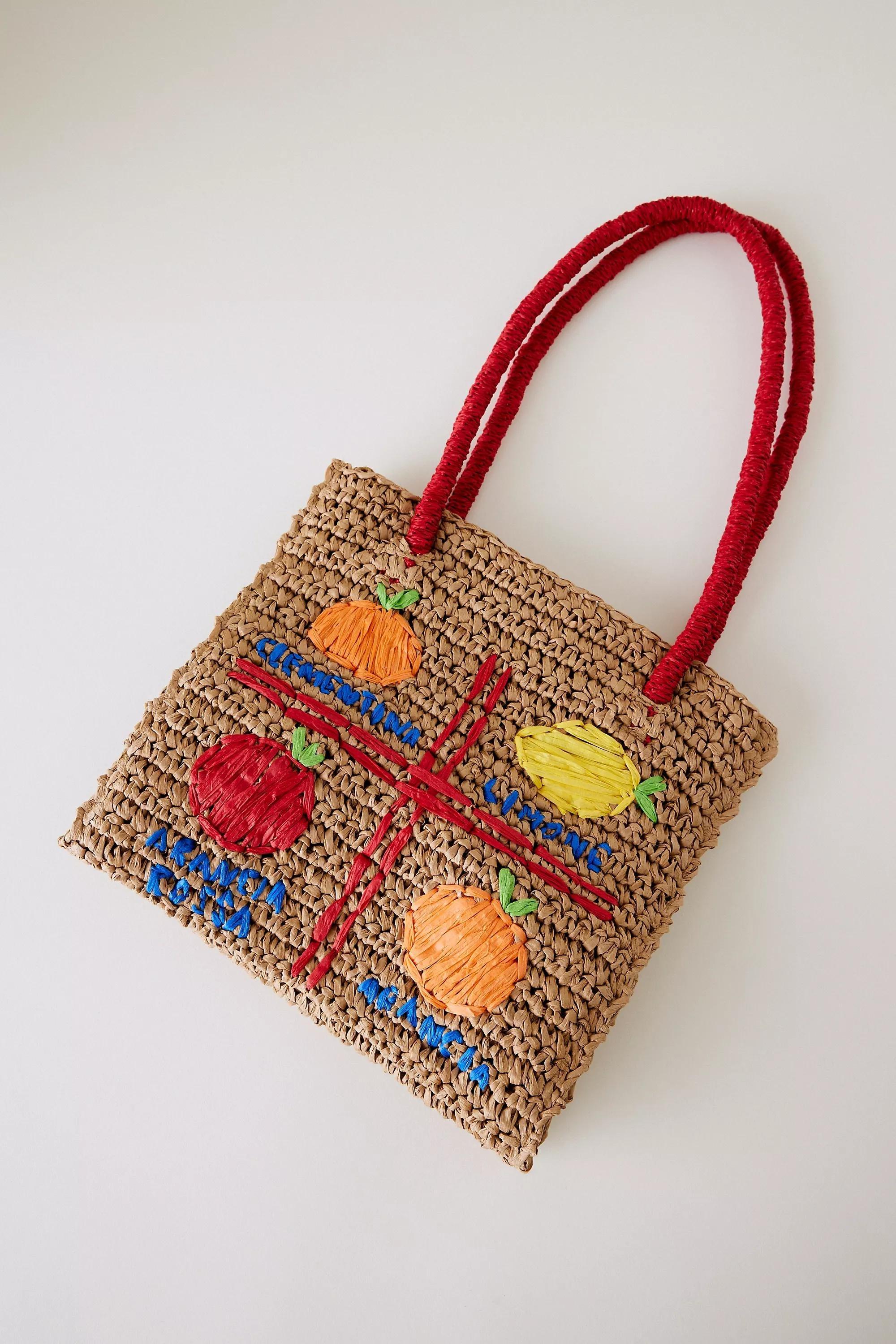 Damson Madder Fruity Raffia Tote Bag, Beige, A501_0014, large image number 3