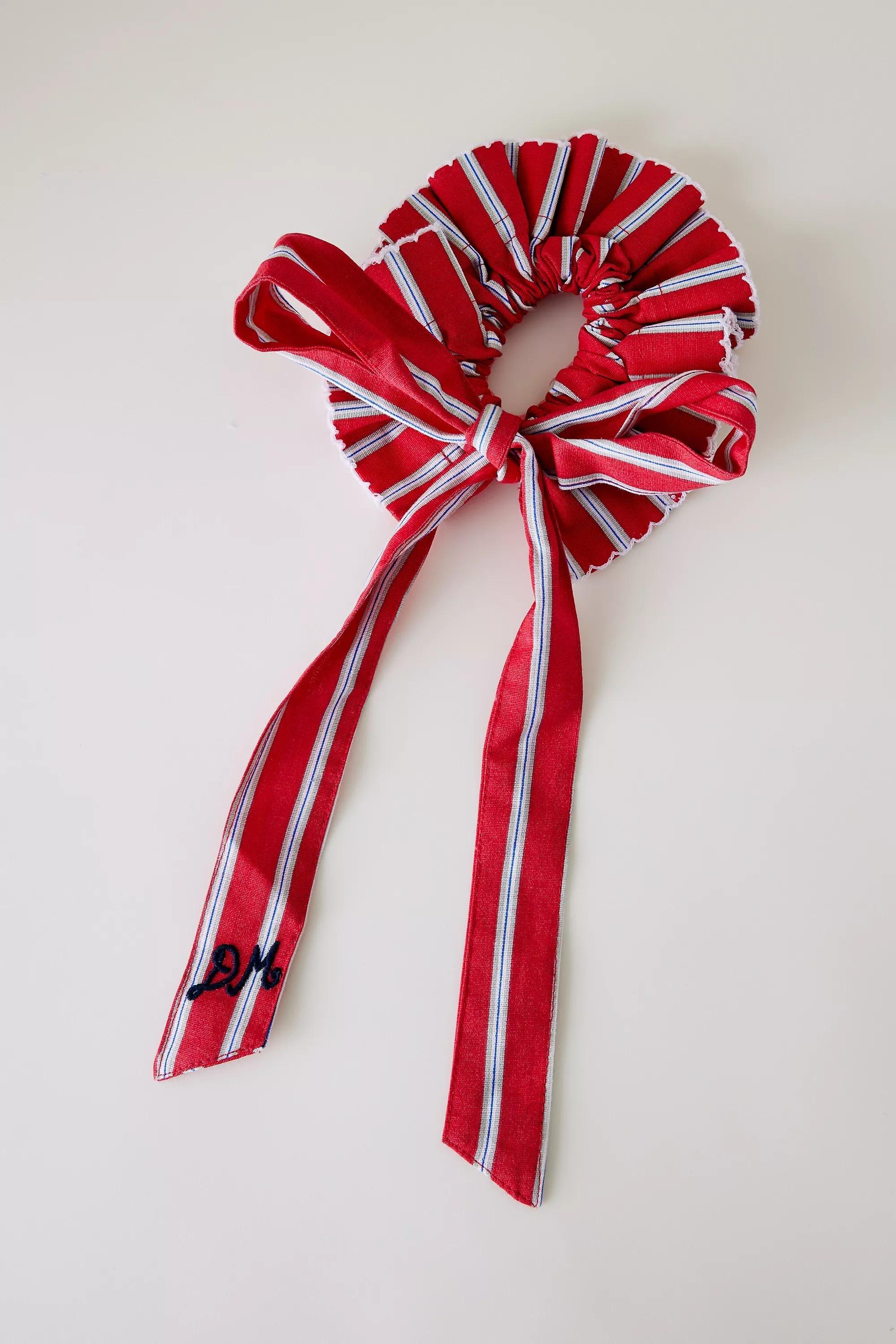 Red Damson Madder Garter Bun Wrap Scrunchie, A501_0060, large image number 0