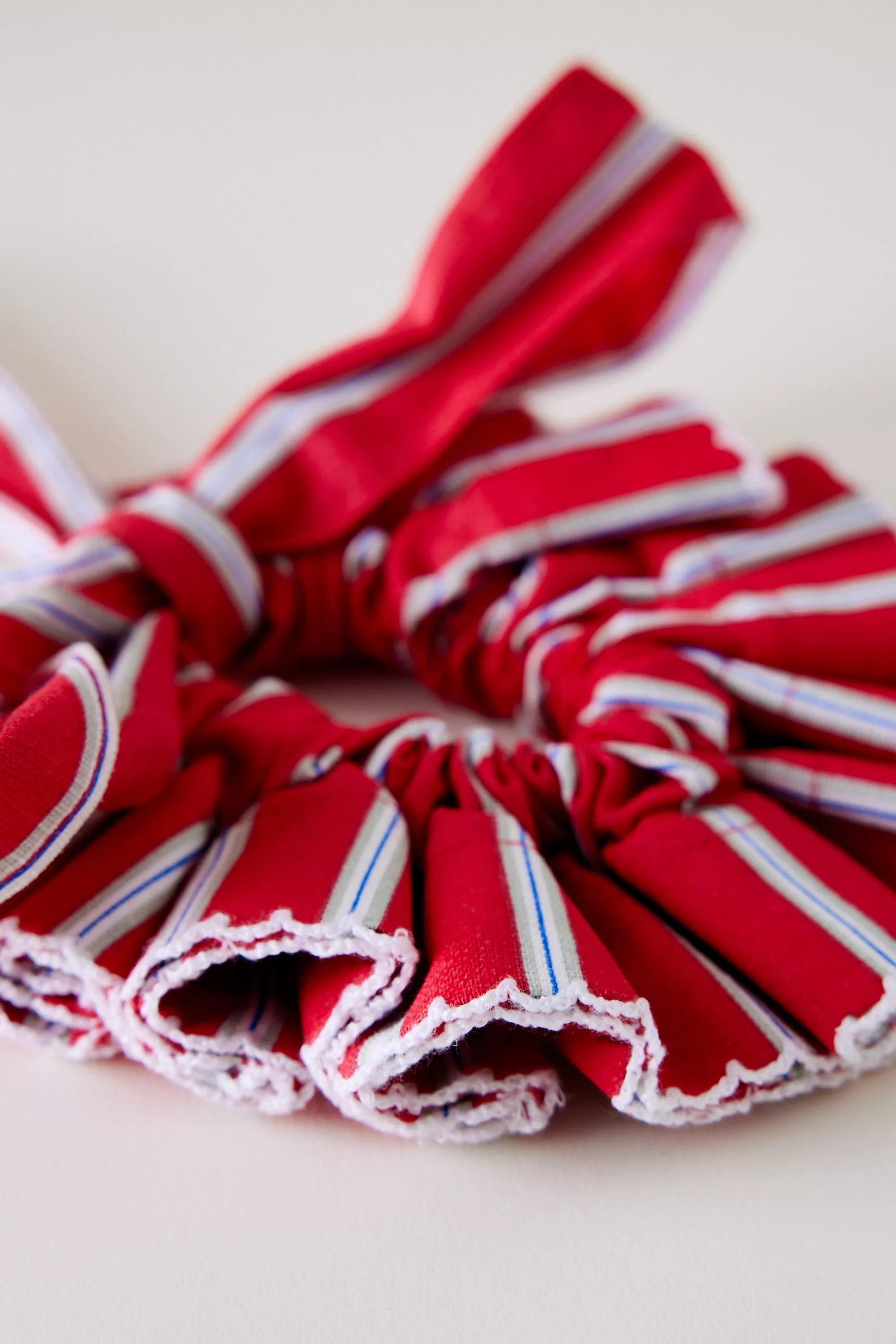 Red Damson Madder Garter Bun Wrap Scrunchie, A501_0060, large image number 1