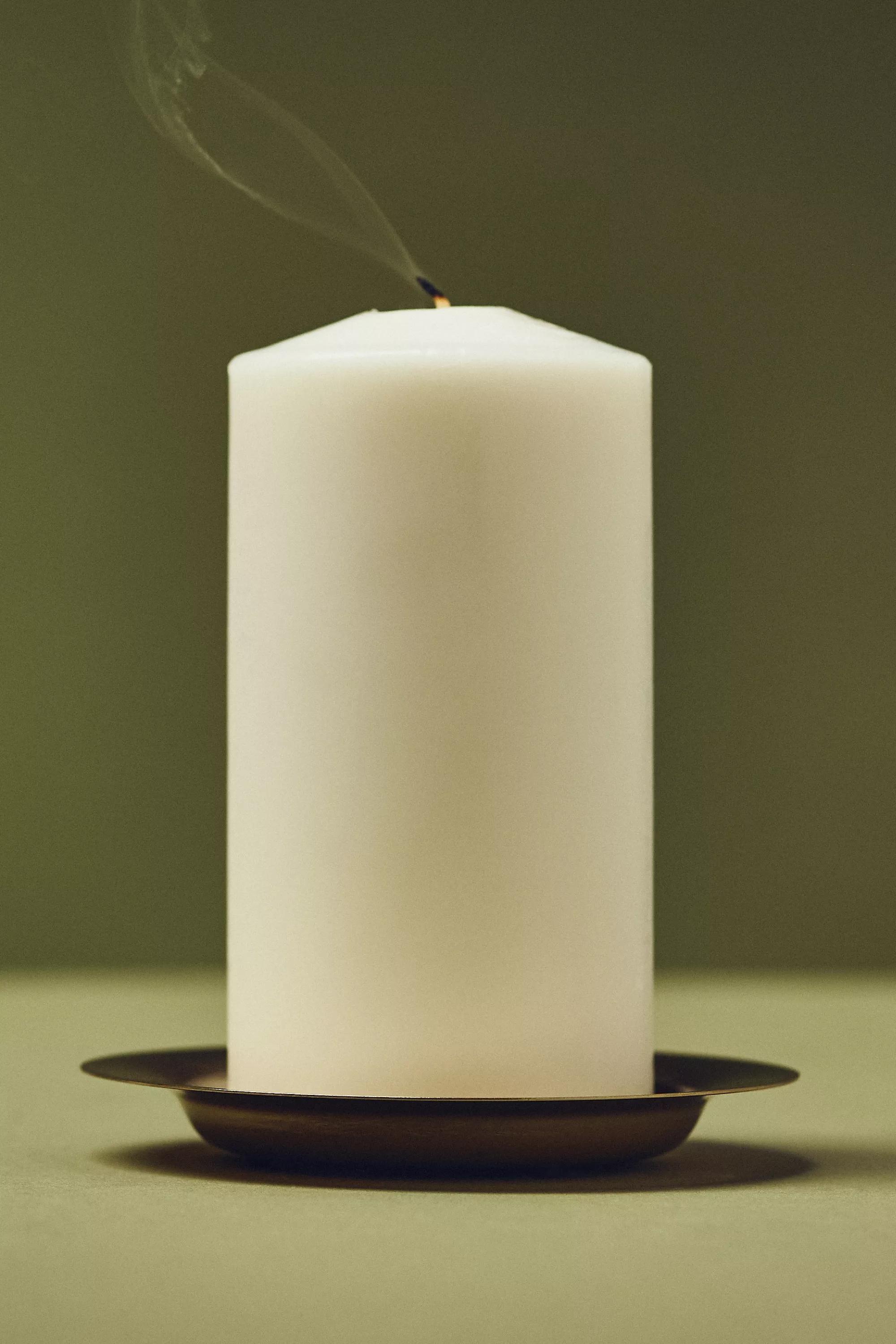 Round Candle Holder Tray, Gold, Gold, large image number 0