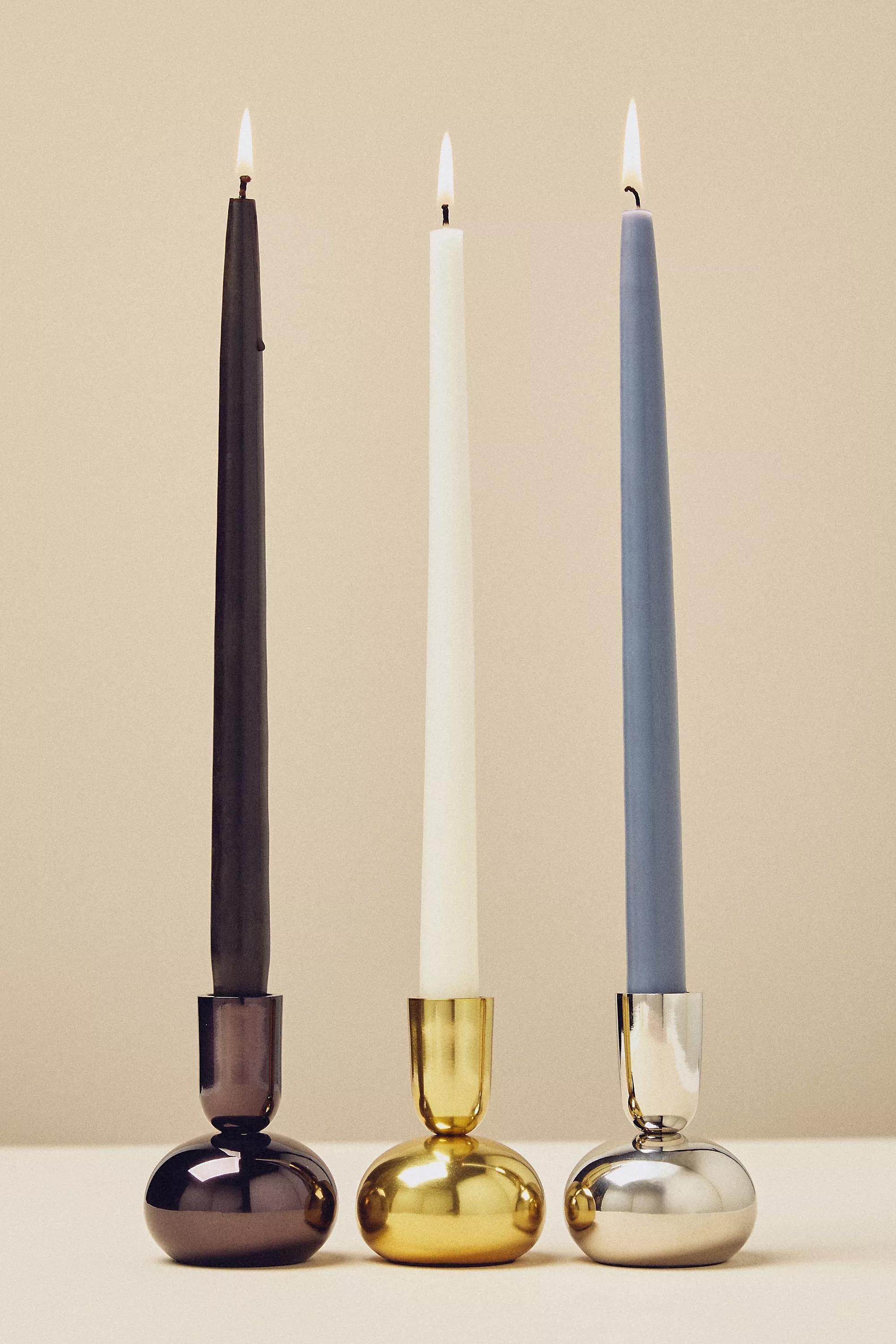 Arden Round Lacquer Candle Holder, Silver, A501_0007, large image number 1