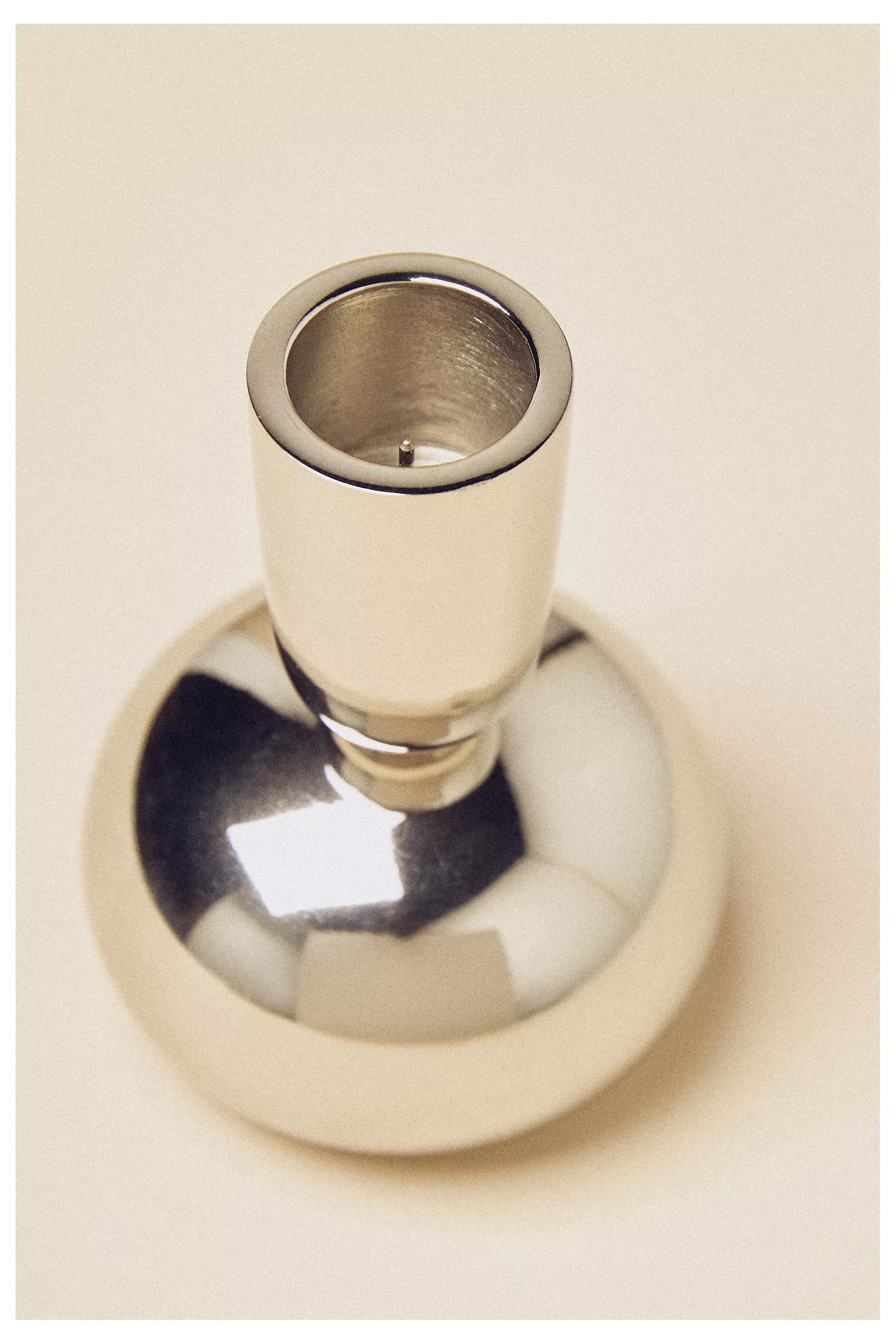 Arden Round Lacquer Candle Holder, Silver, A501_0007, large image number 2