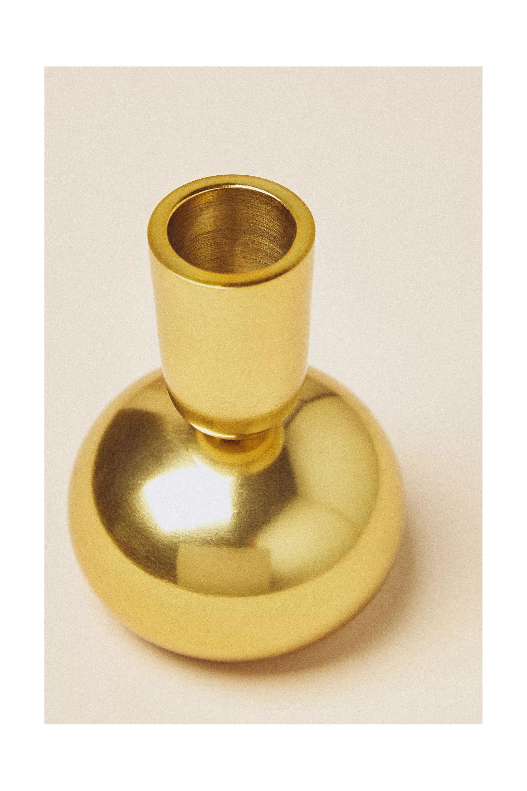 Arden Round Lacquer Candle Holder, Gold, A501_0070, large image number 2