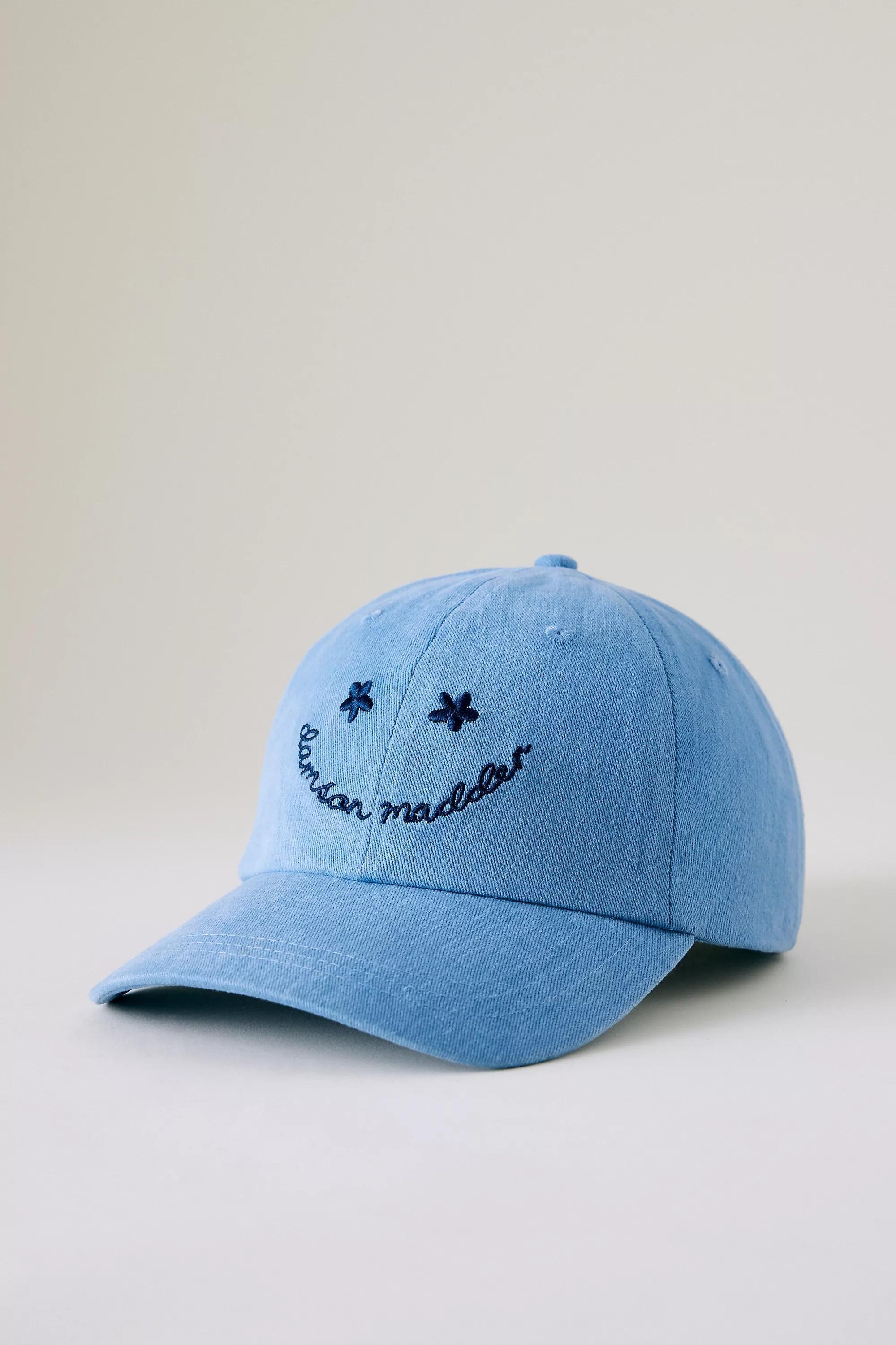 Blue Damson Madder Washed Happy Face Baseball Cap, , medium