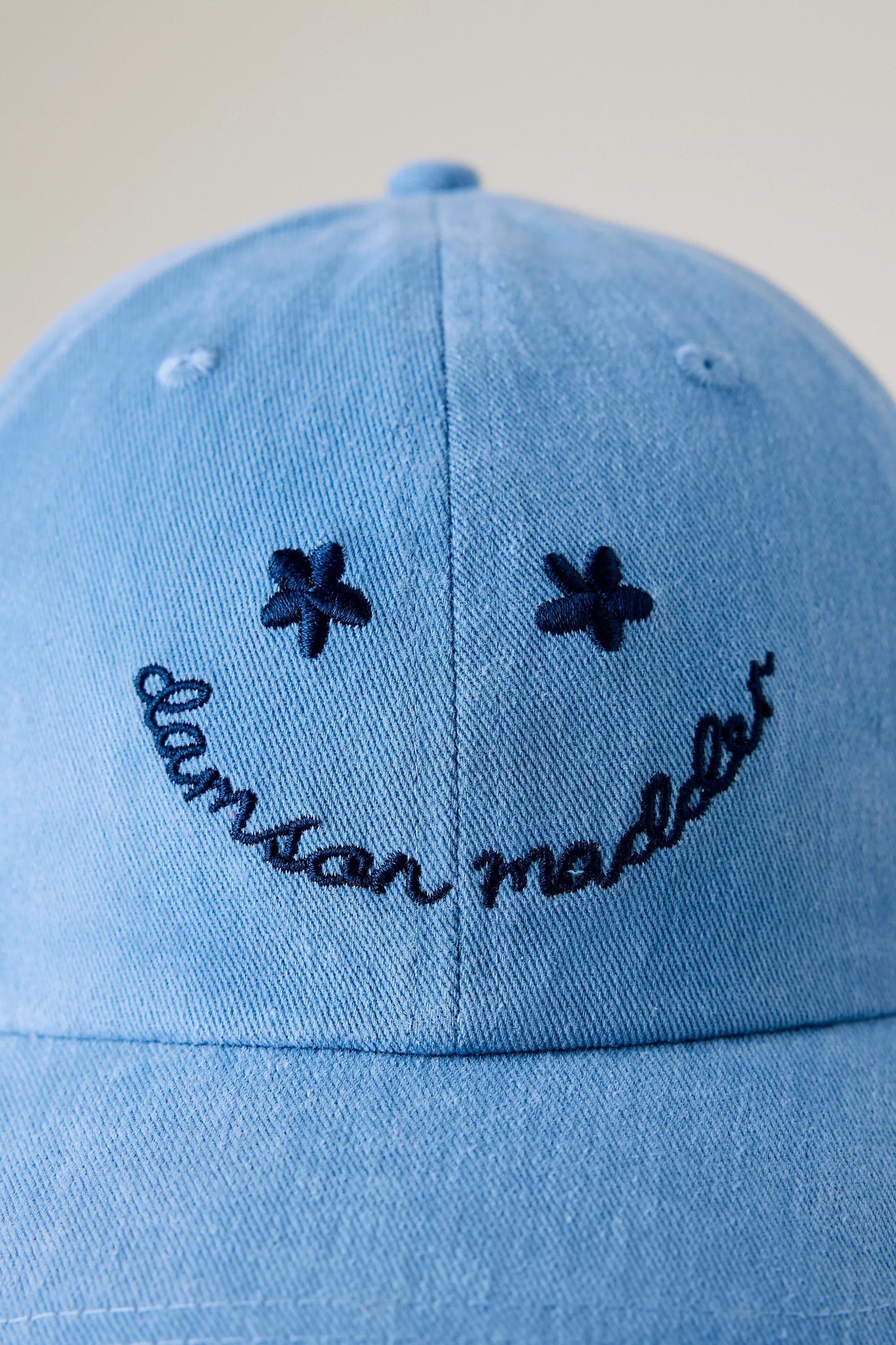 Blue Damson Madder Washed Happy Face Baseball Cap, A501_0040, large image number 1
