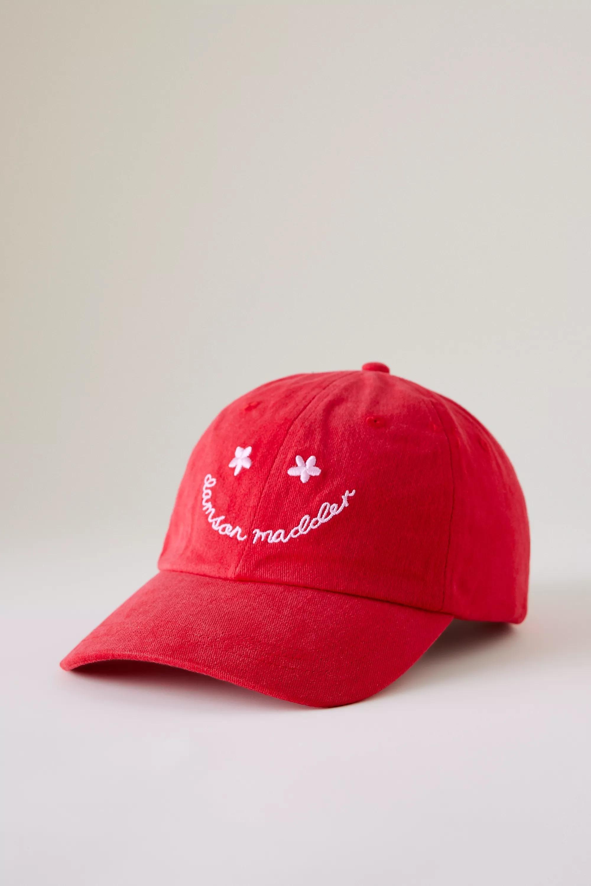 Red Damson Madder Washed Happy Face Baseball Cap, A501_0060, large image number 1