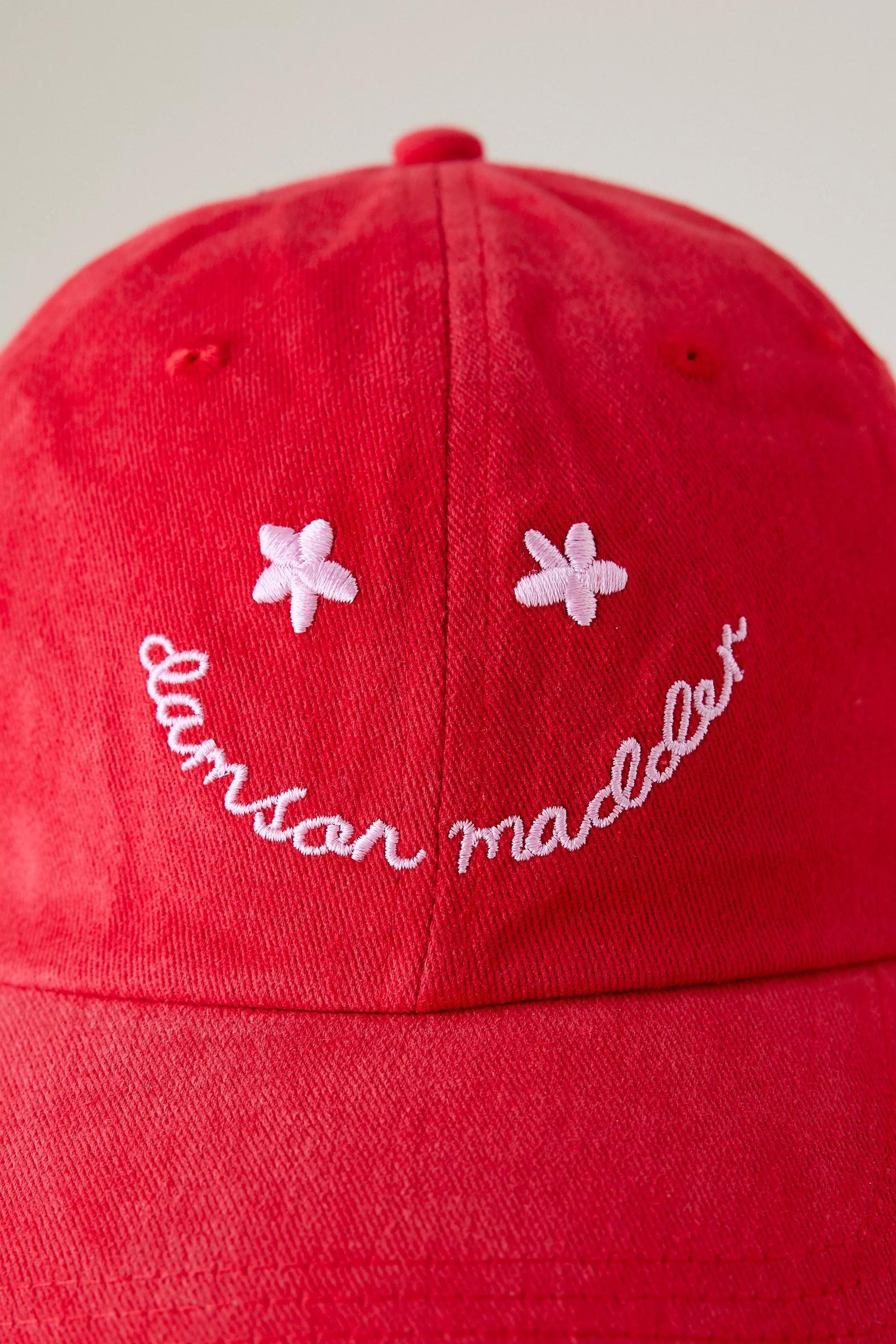 Red Damson Madder Washed Happy Face Baseball Cap, A501_0060, large image number 2
