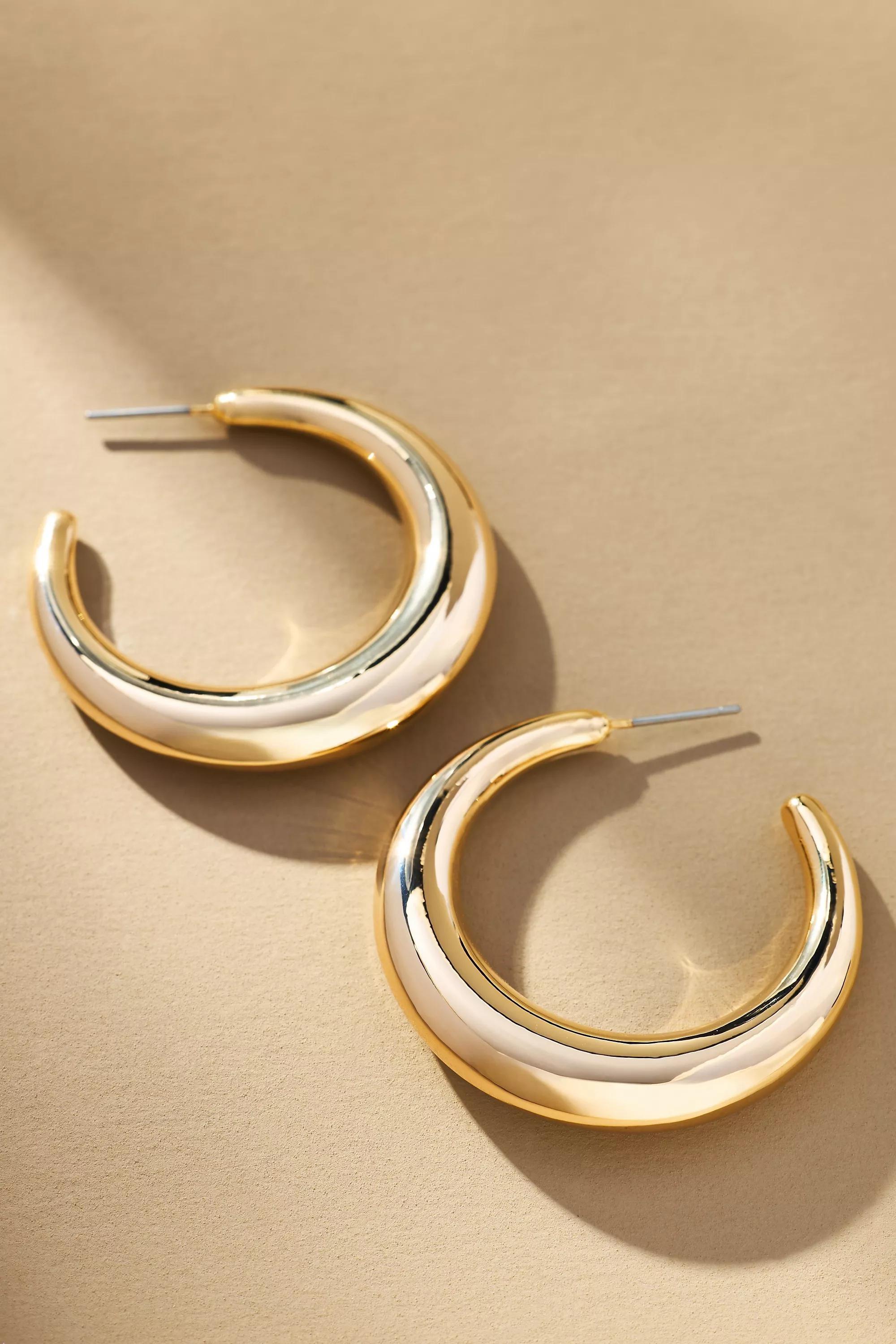 Gold Moon Hoop Earrings, A501_0070, large image number 0