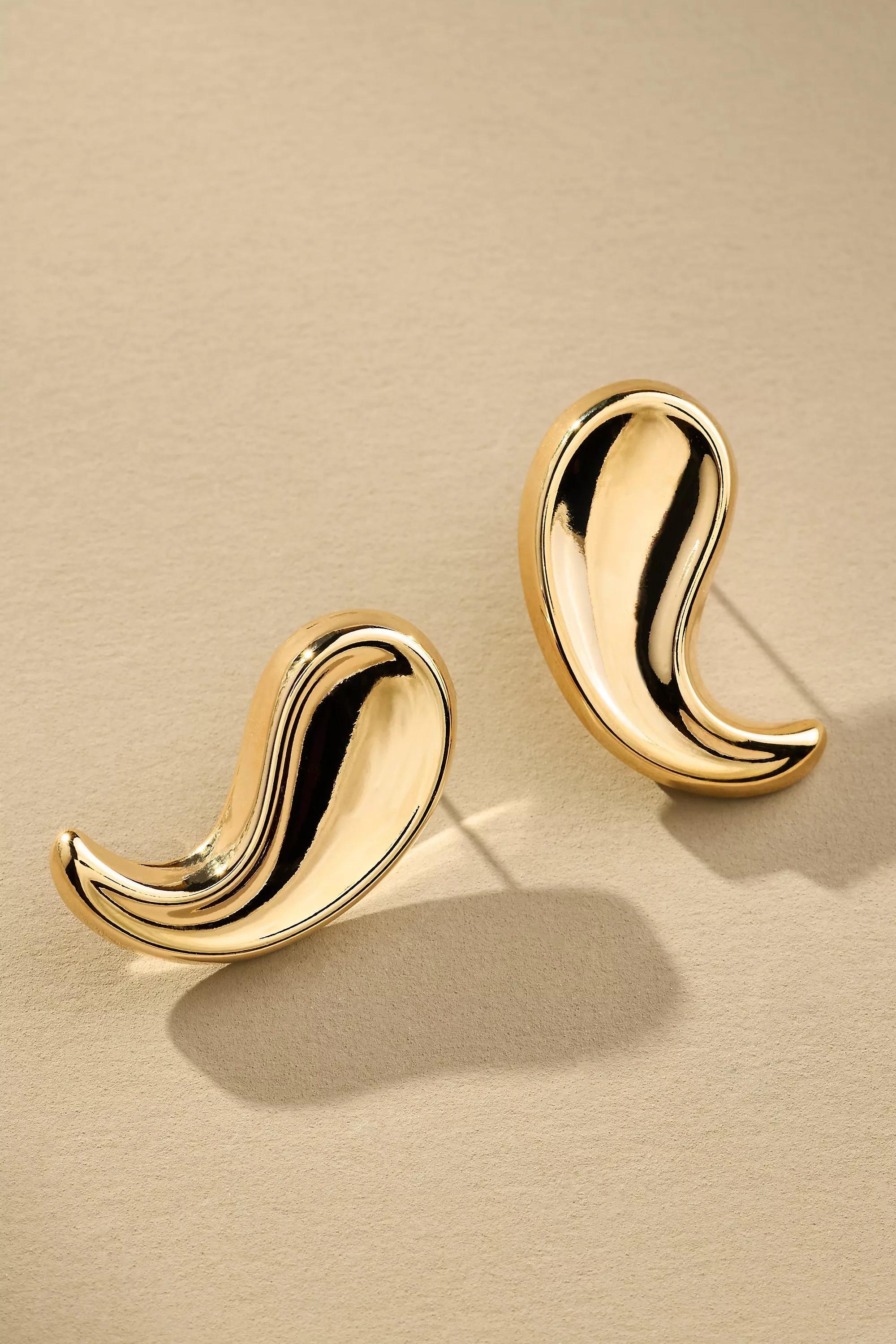 The Petra Flattened Drop Earrings, Gold, A501_0070, large image number 0
