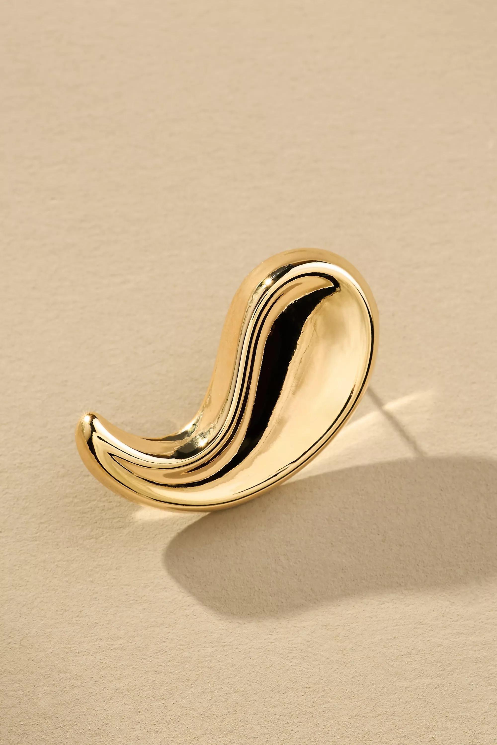 The Petra Flattened Drop Earrings, Gold, A501_0070, large image number 3