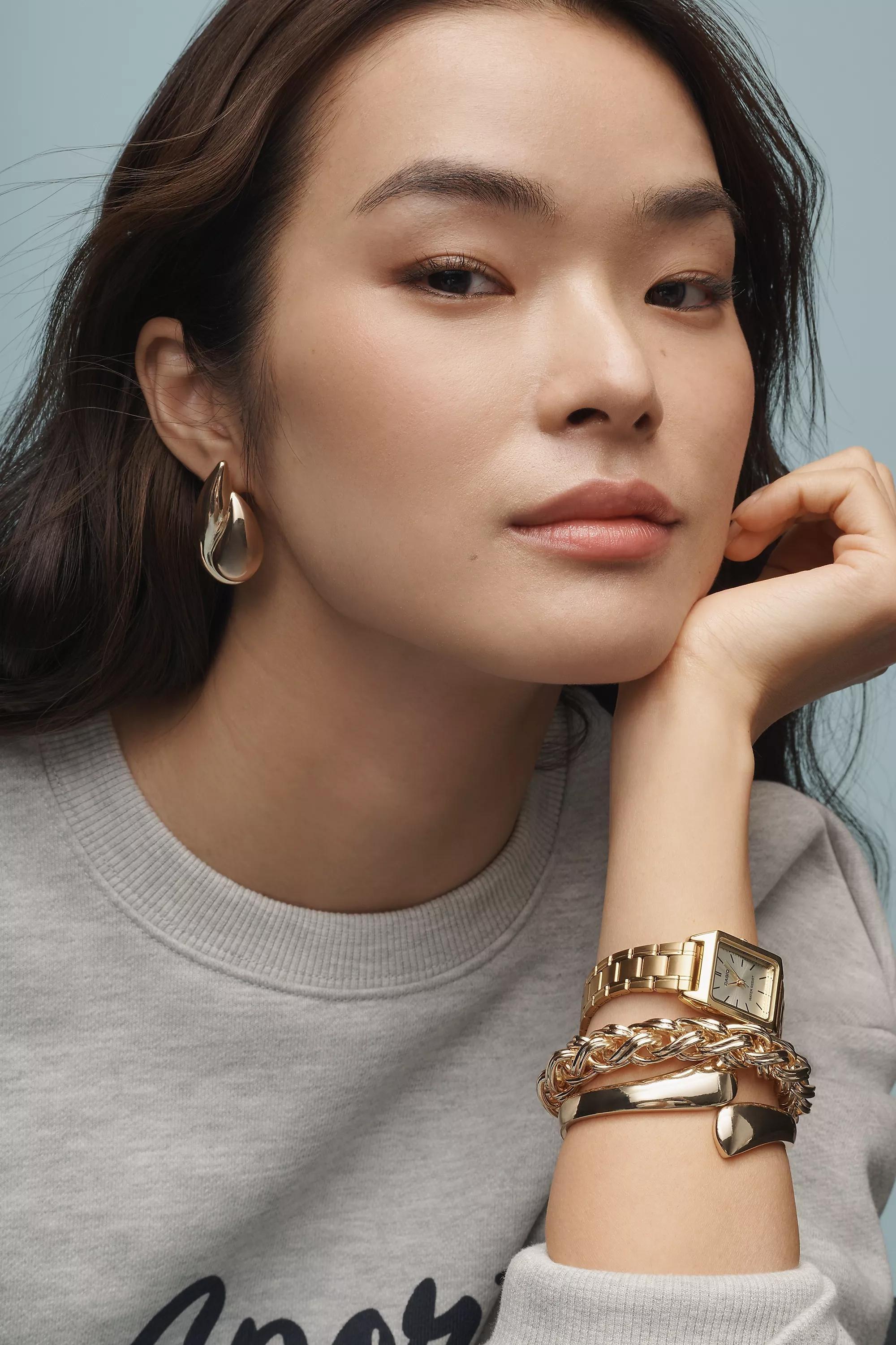 Anthropologie Drop Earrings, Gold, A501_0070, large image number 1