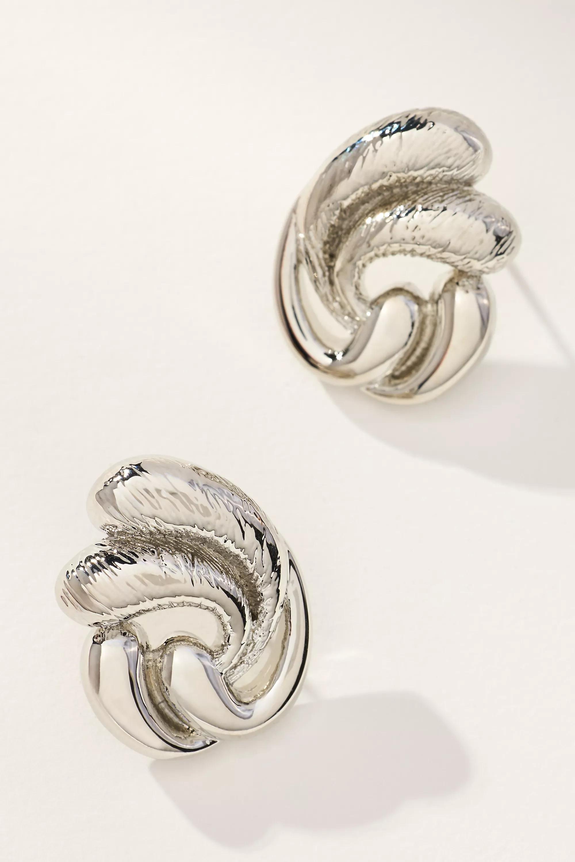 Swirled Post Earrings, Silver, A501_0007, large image number 0