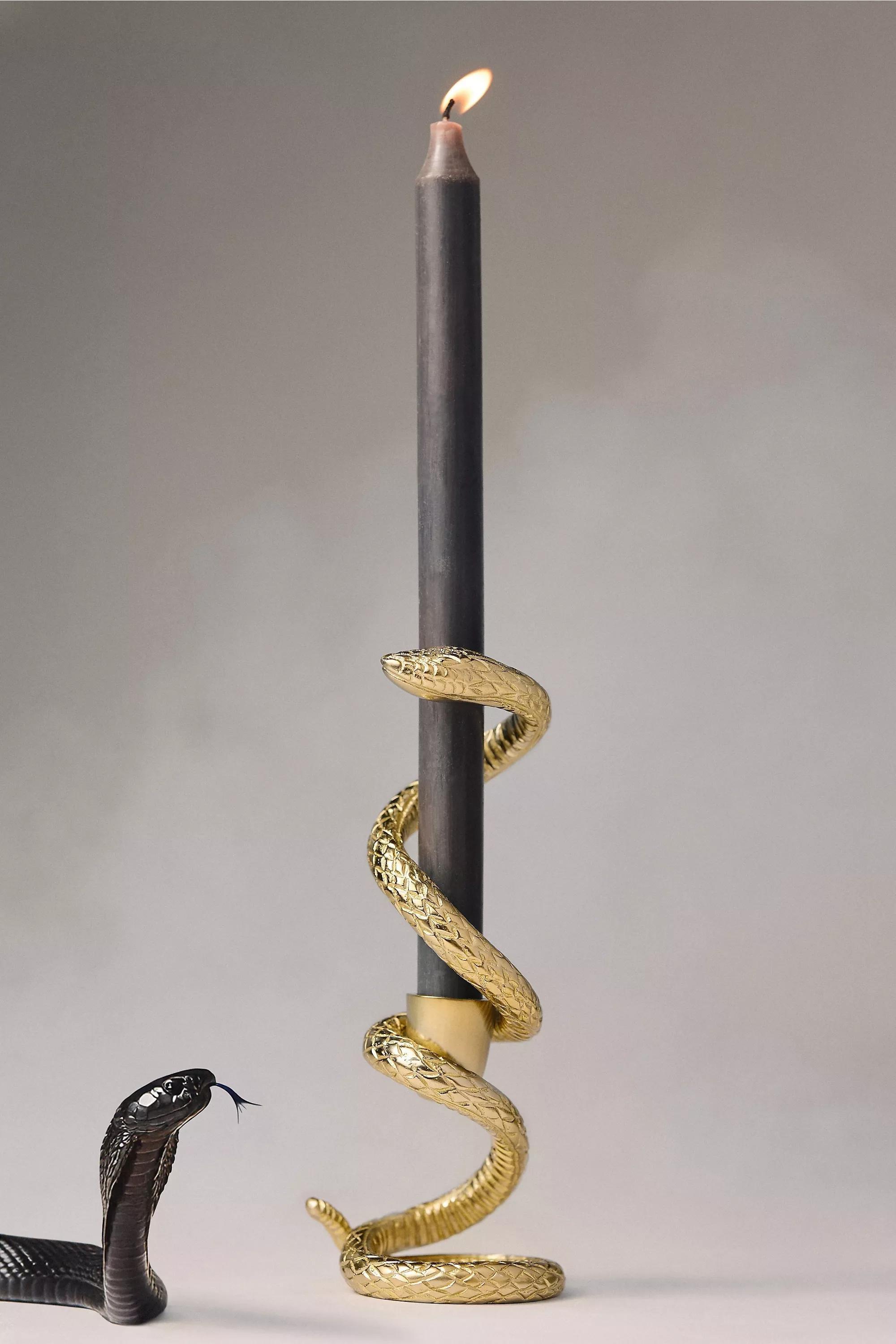 Adelle Snake Taper Candle Holder, Gold, A501_0070, large image number 0