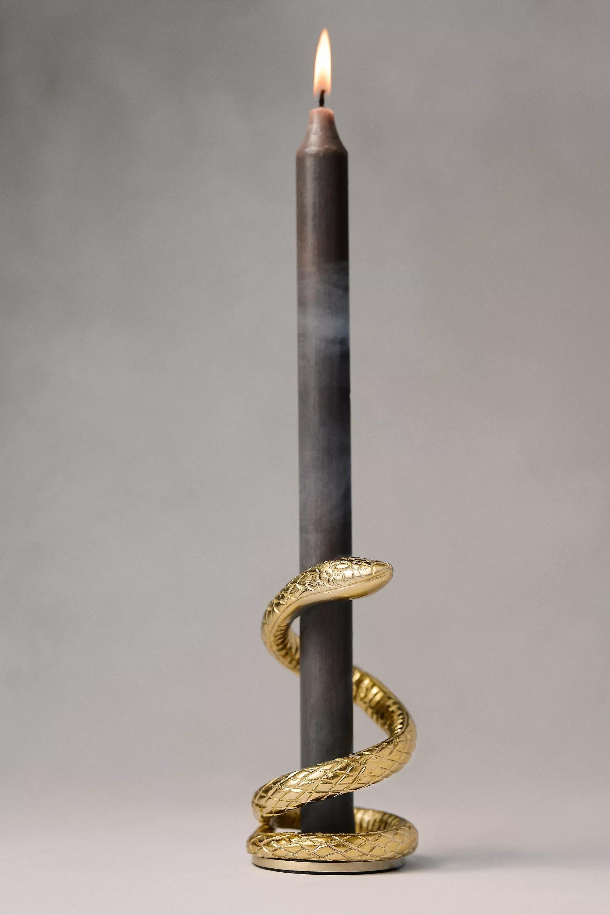 Adelle Snake Taper Candle Holder, Gold, A501_0070, medium