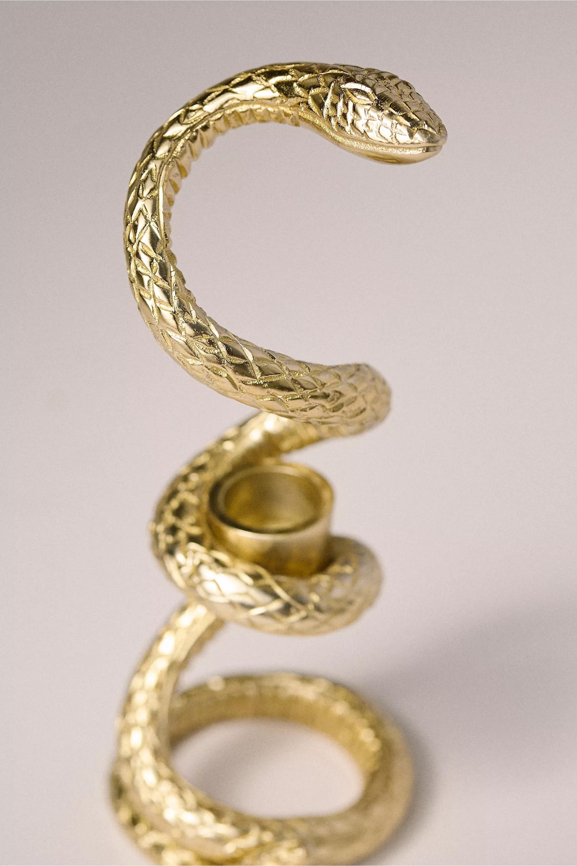 Adelle Snake Taper Candle Holder, Gold, A501_0070, large image number 1