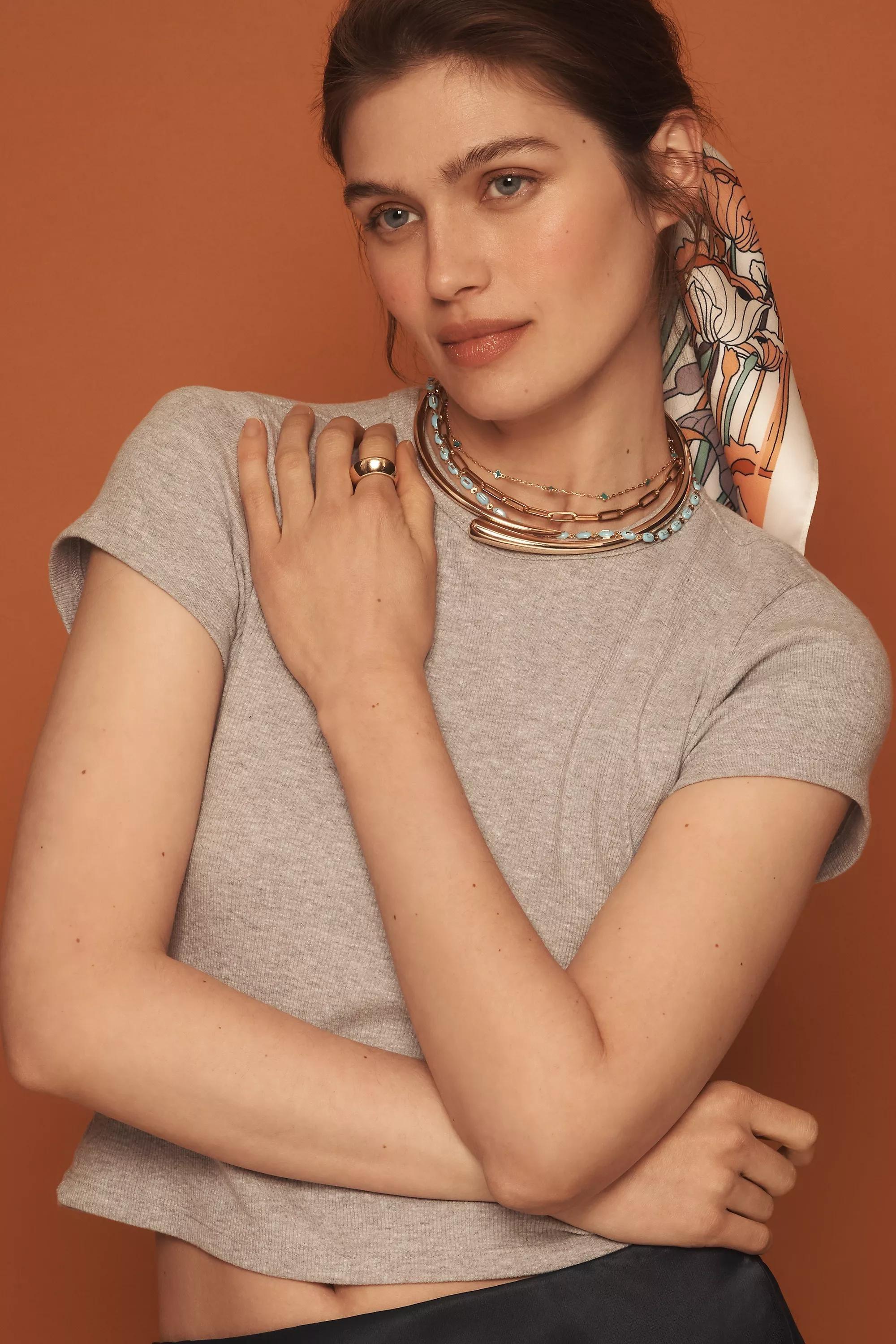 Anthropologie Necklace, 14K Gold Blue, A501_0045, large image number 0