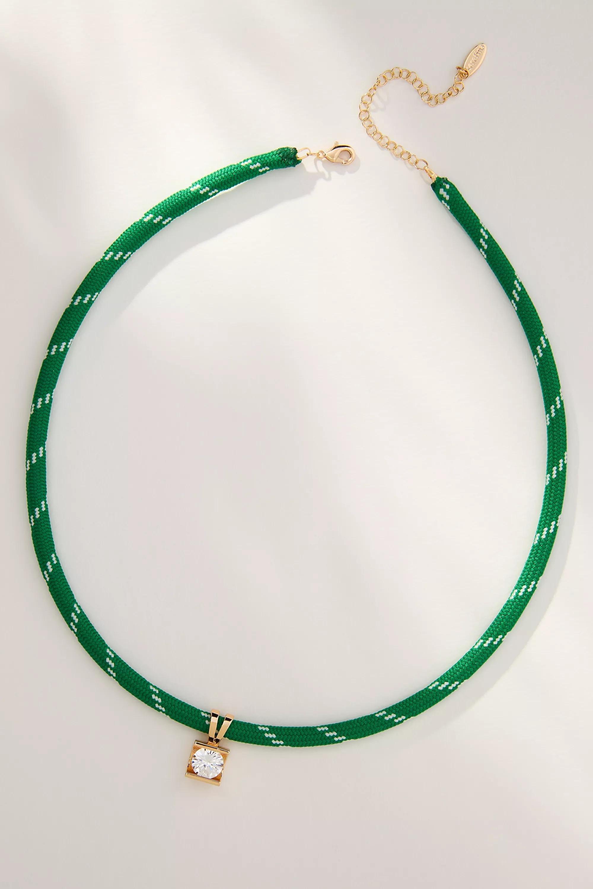 14K Gold-Plated Sporty Rope Necklace, Green, A501_0030, large image number 3