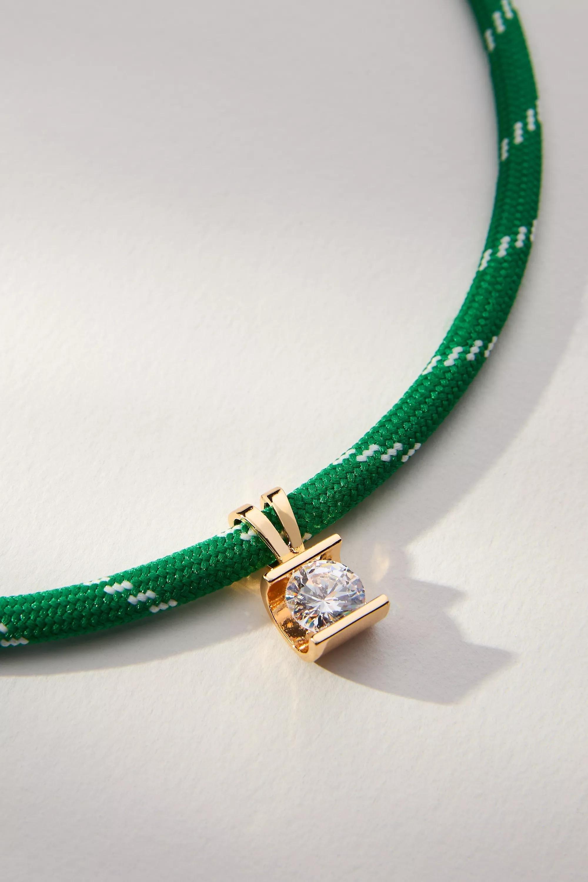 14K Gold-Plated Sporty Rope Necklace, Green, A501_0030, large image number 4