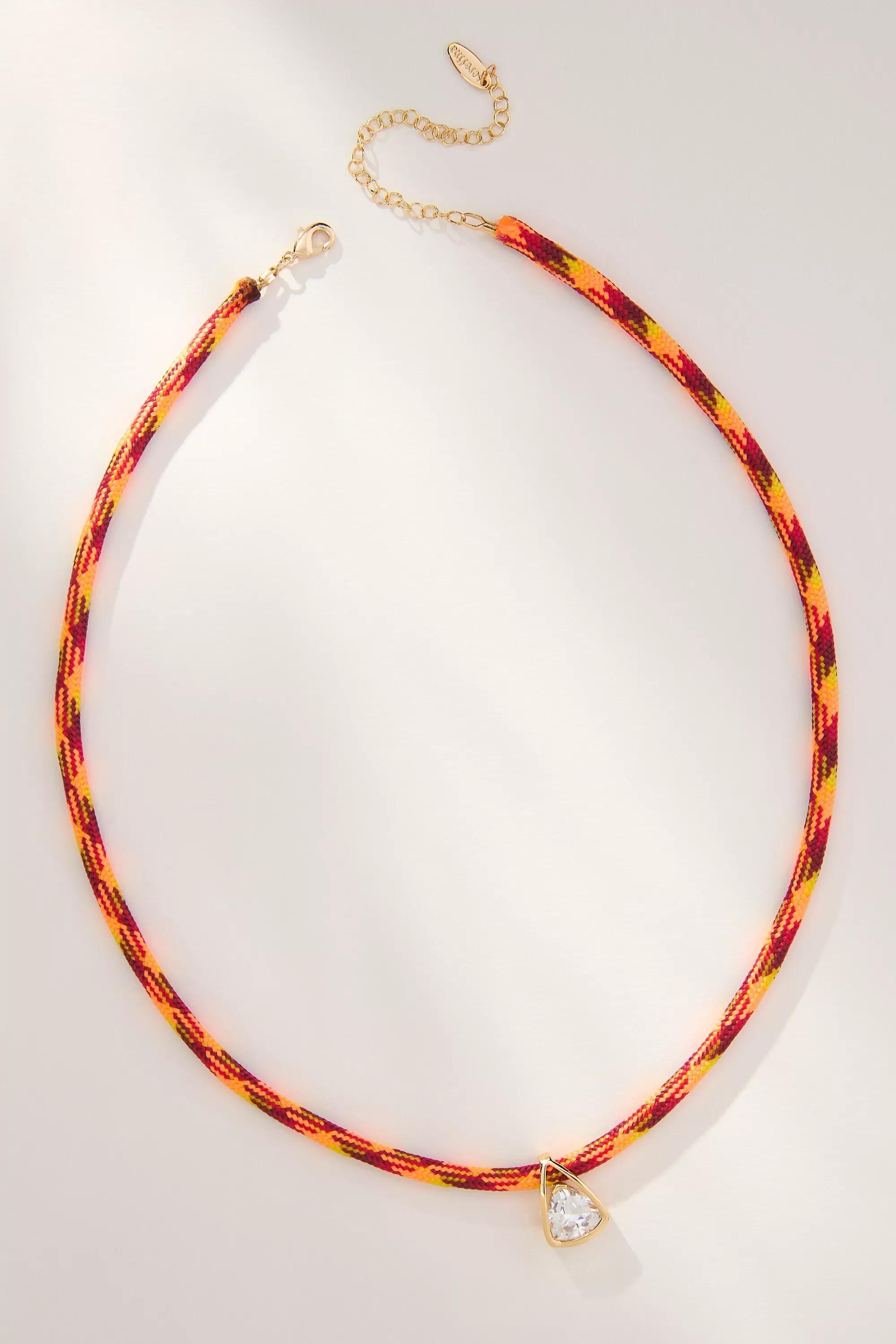 14K Gold-Plated Sporty Rope Necklace, Red, A501_0060, large image number 0