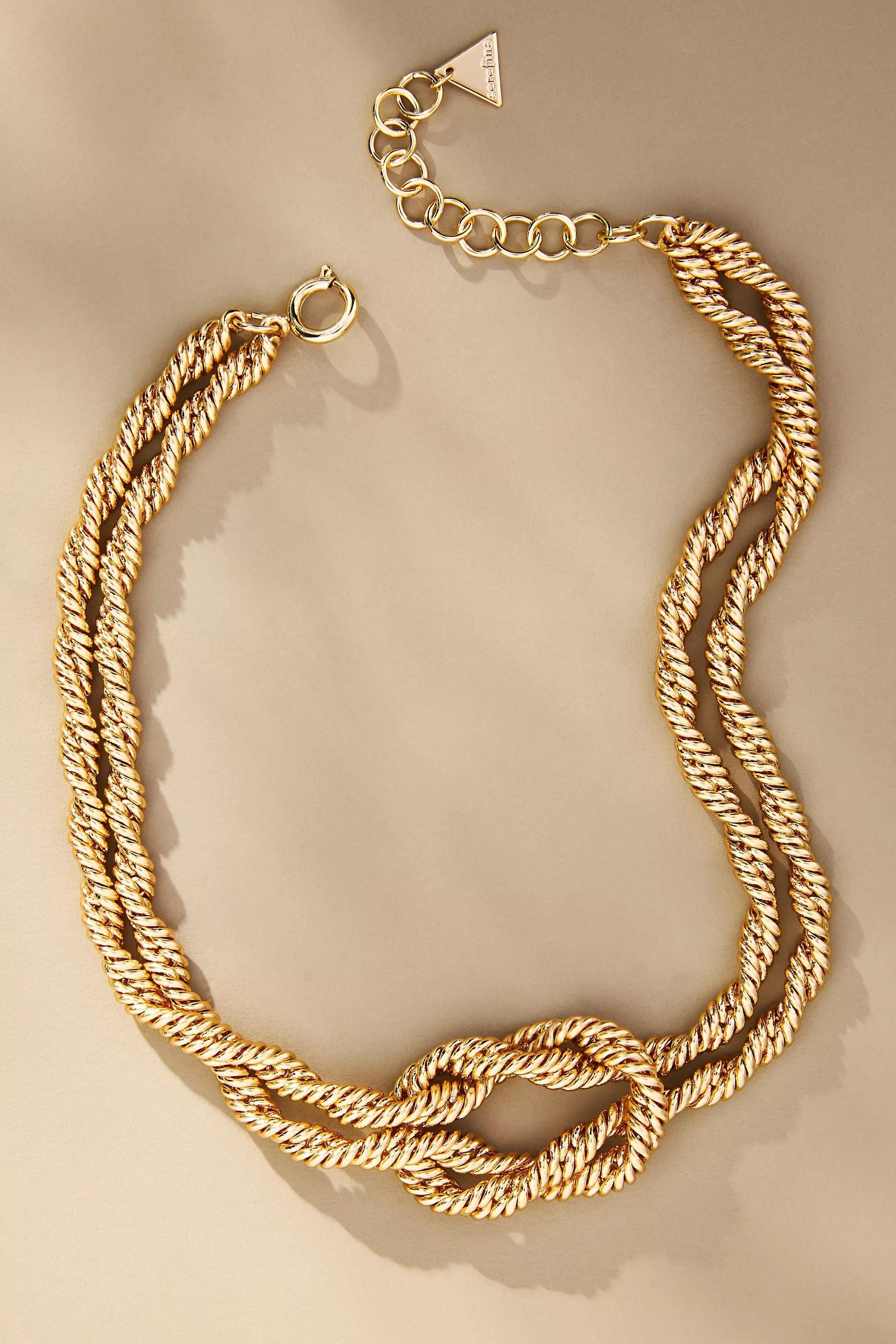 14K Gold-Plated Twisted Nautical Knot Necklace, A501_0070, large image number 0