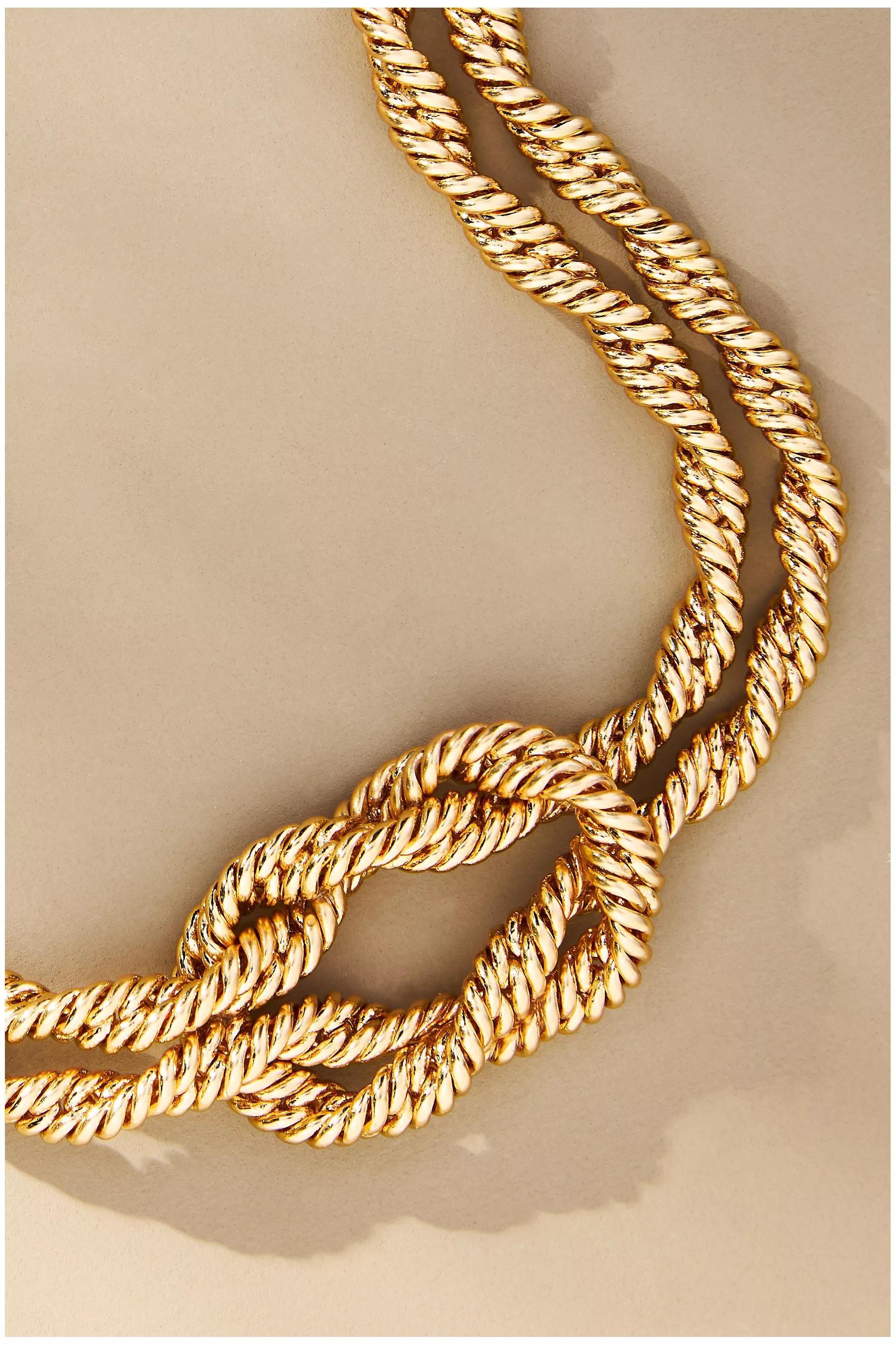 14K Gold-Plated Twisted Nautical Knot Necklace, A501_0070, large image number 1