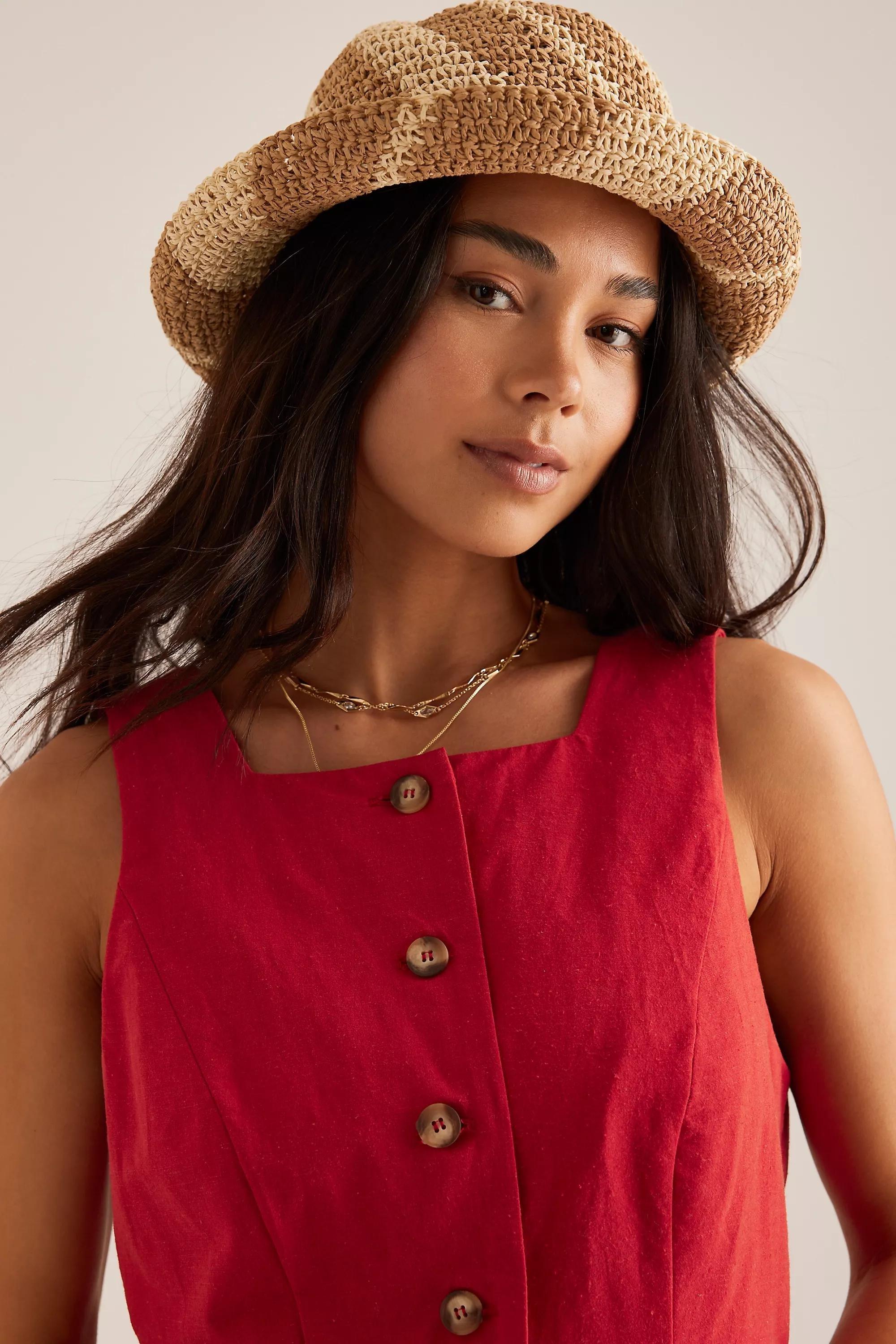Swirl Straw Bucket Hat, Cream, A501_0011, large image number 0