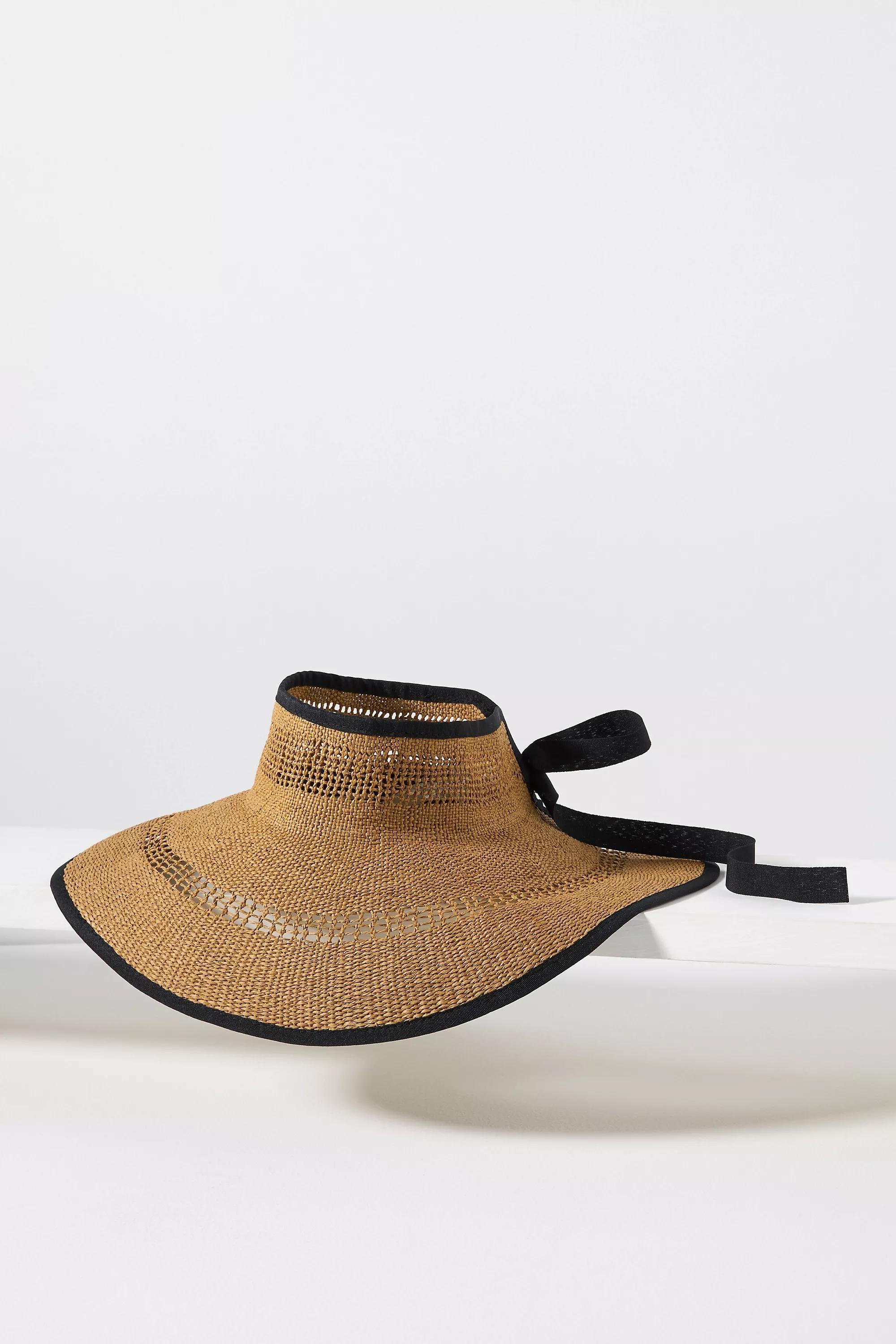 Packable Floppy Straw Visor, Black, A501_0001, large image number 0
