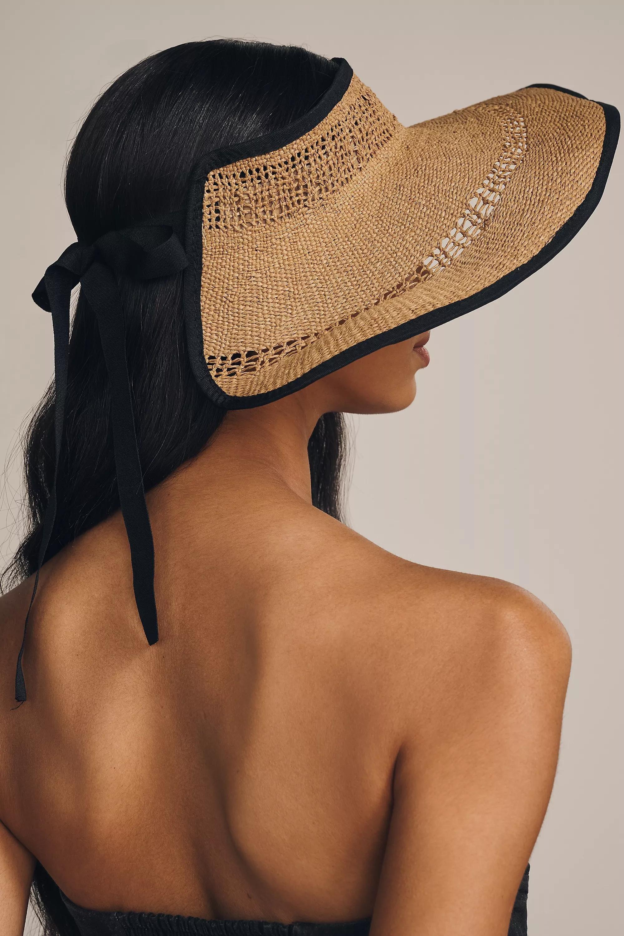 Anthropologie Packable Crochet Sun Hat, Black, A501_0001, large image number 2