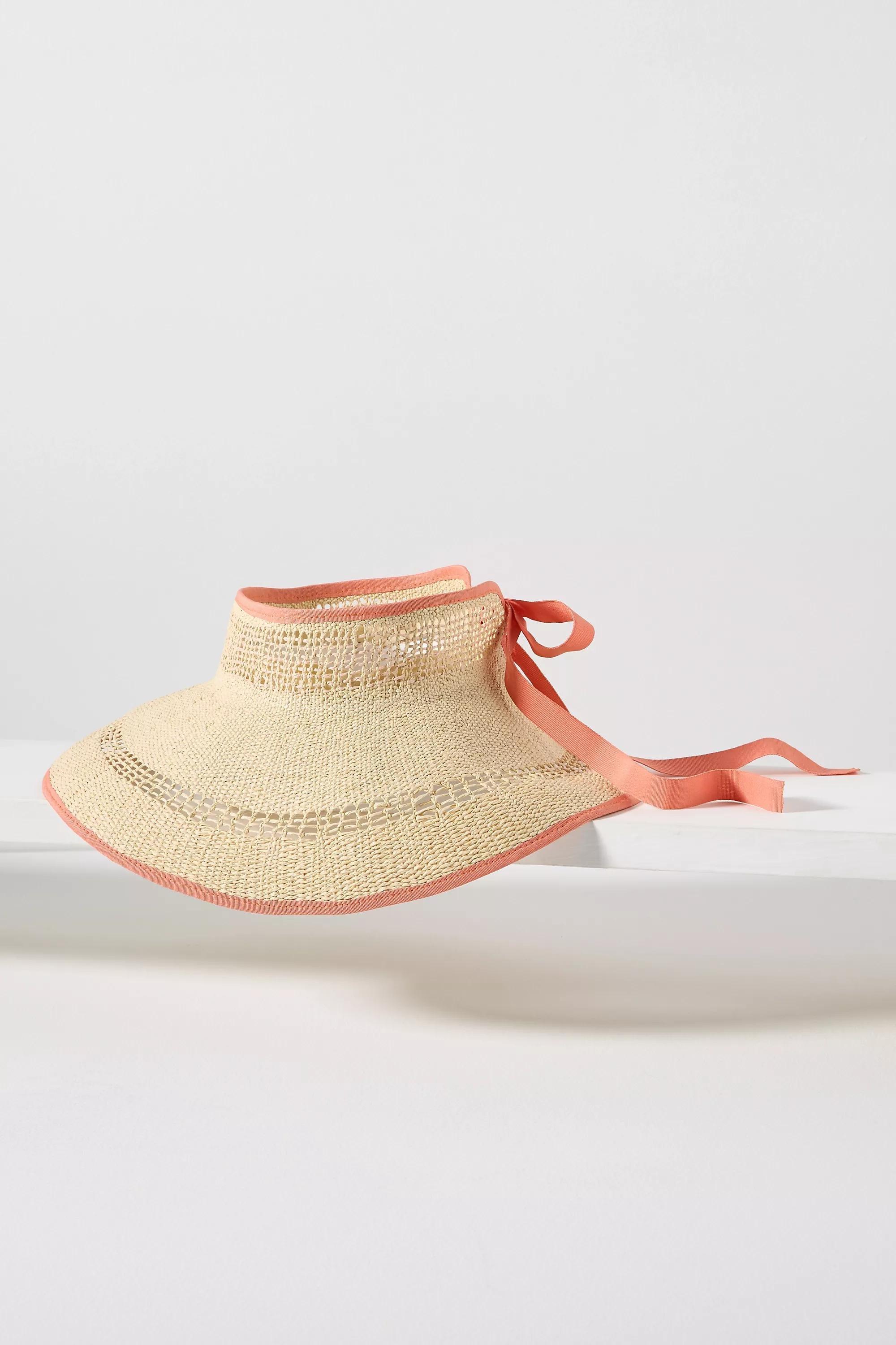 Orange Packable Floppy Straw Visor, A501_0067, large image number 0