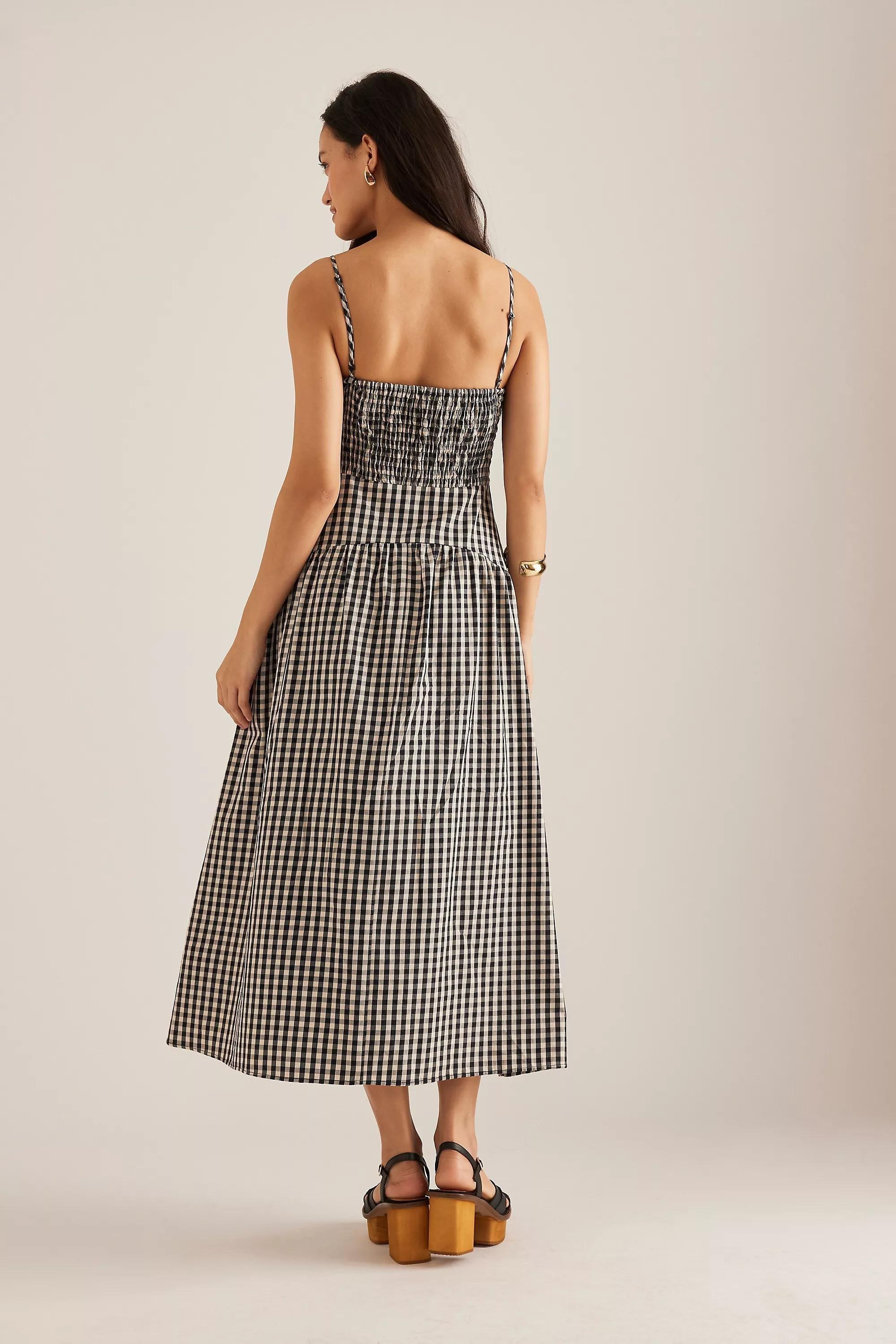 By Anthropologie Gingham Midi Dress, Black, , large image number 4