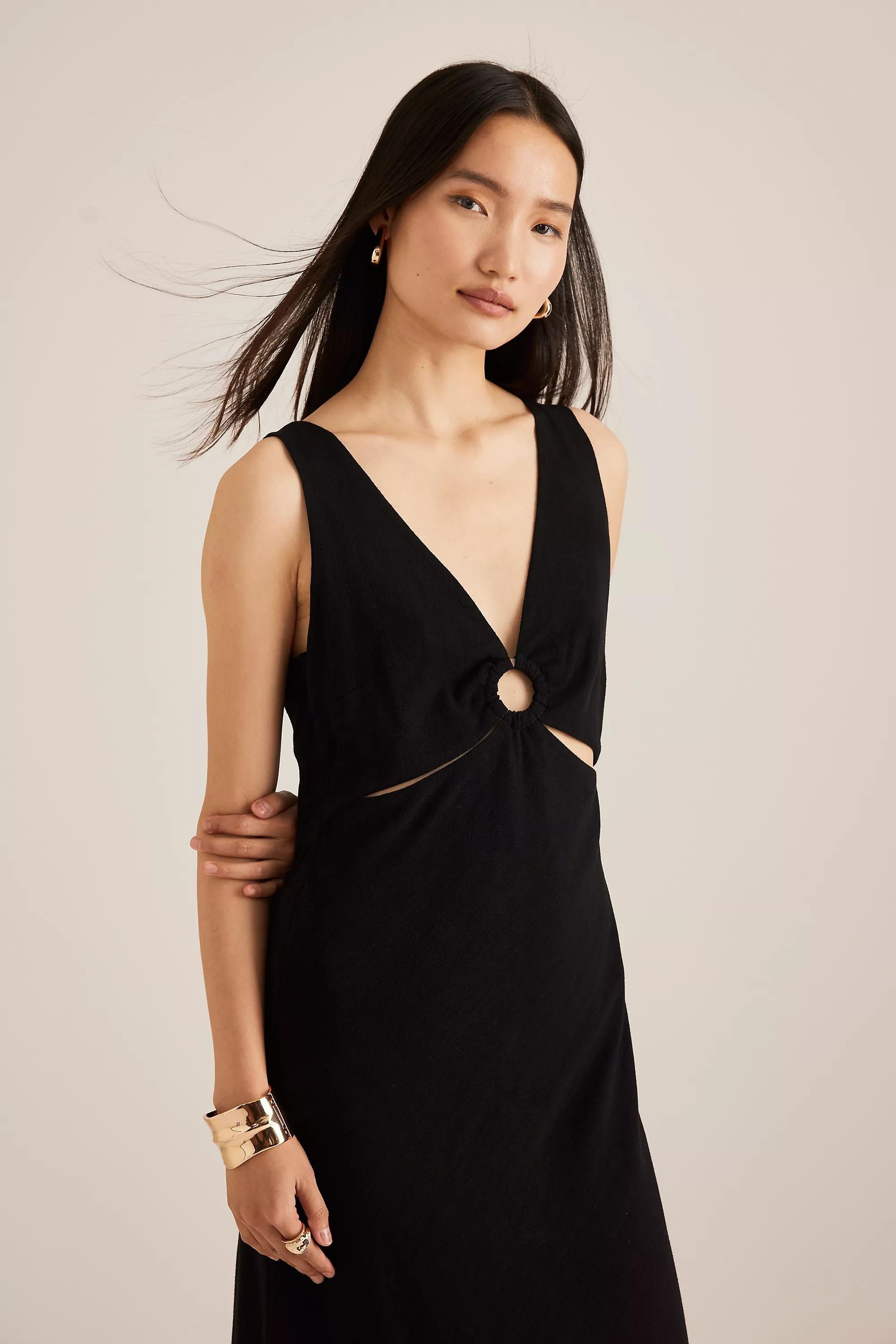 Anthropologie Cutout Sheath Midi Dress, Black, , large image number 2