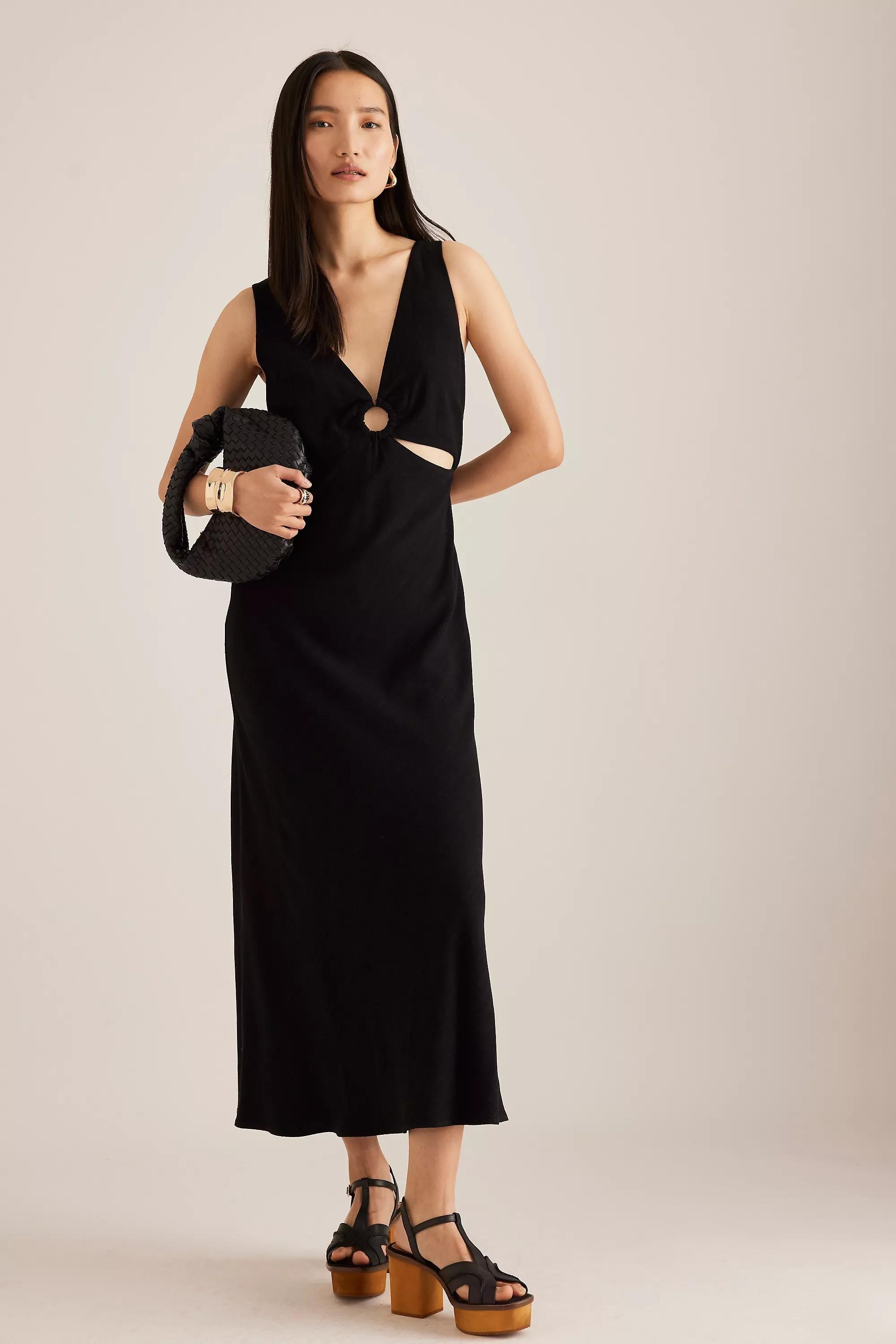 Anthropologie Cutout Sheath Midi Dress, Black, , large image number 3