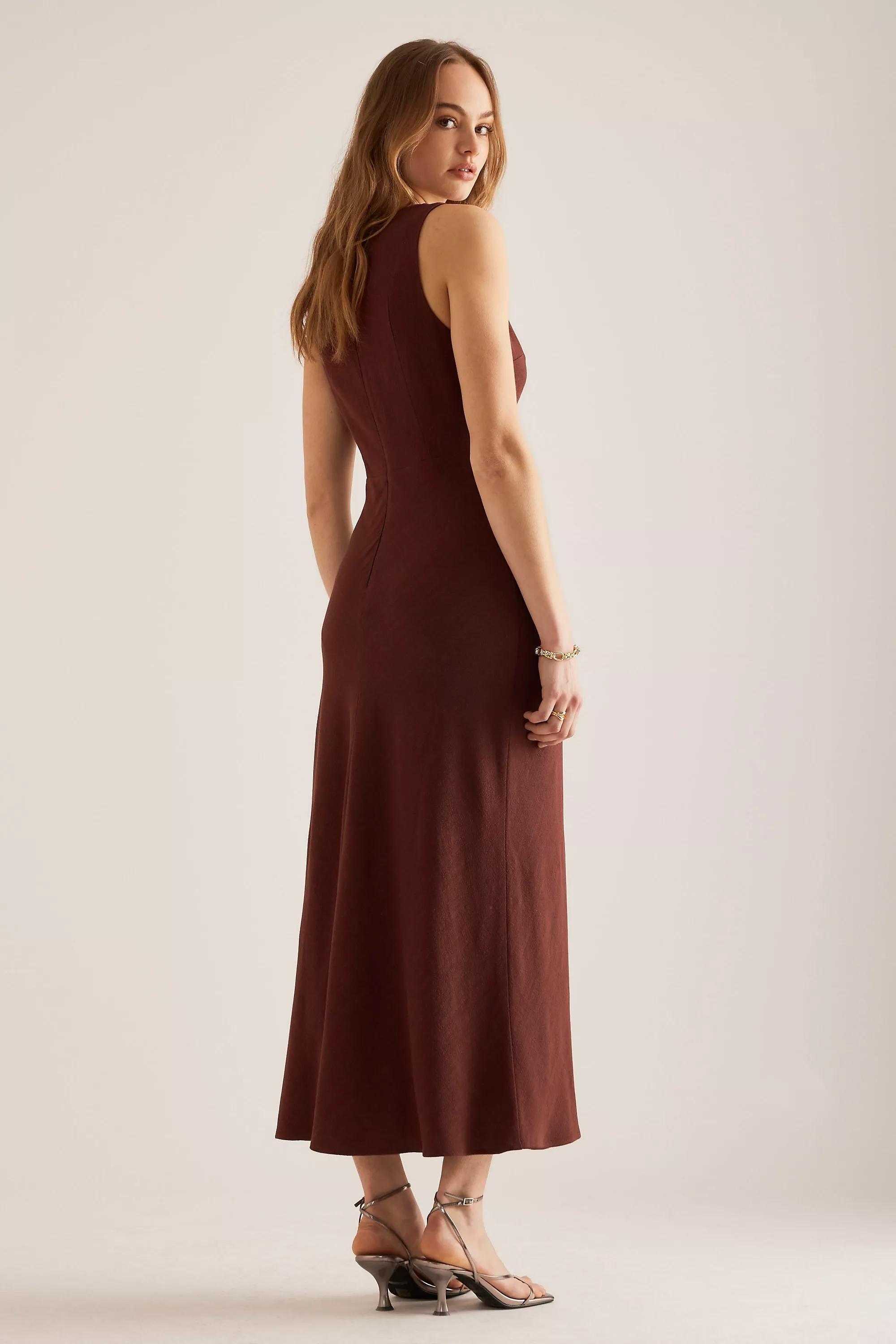 Anthropologie Cutout Sheath Midi Dress, Brown, , large image number 1