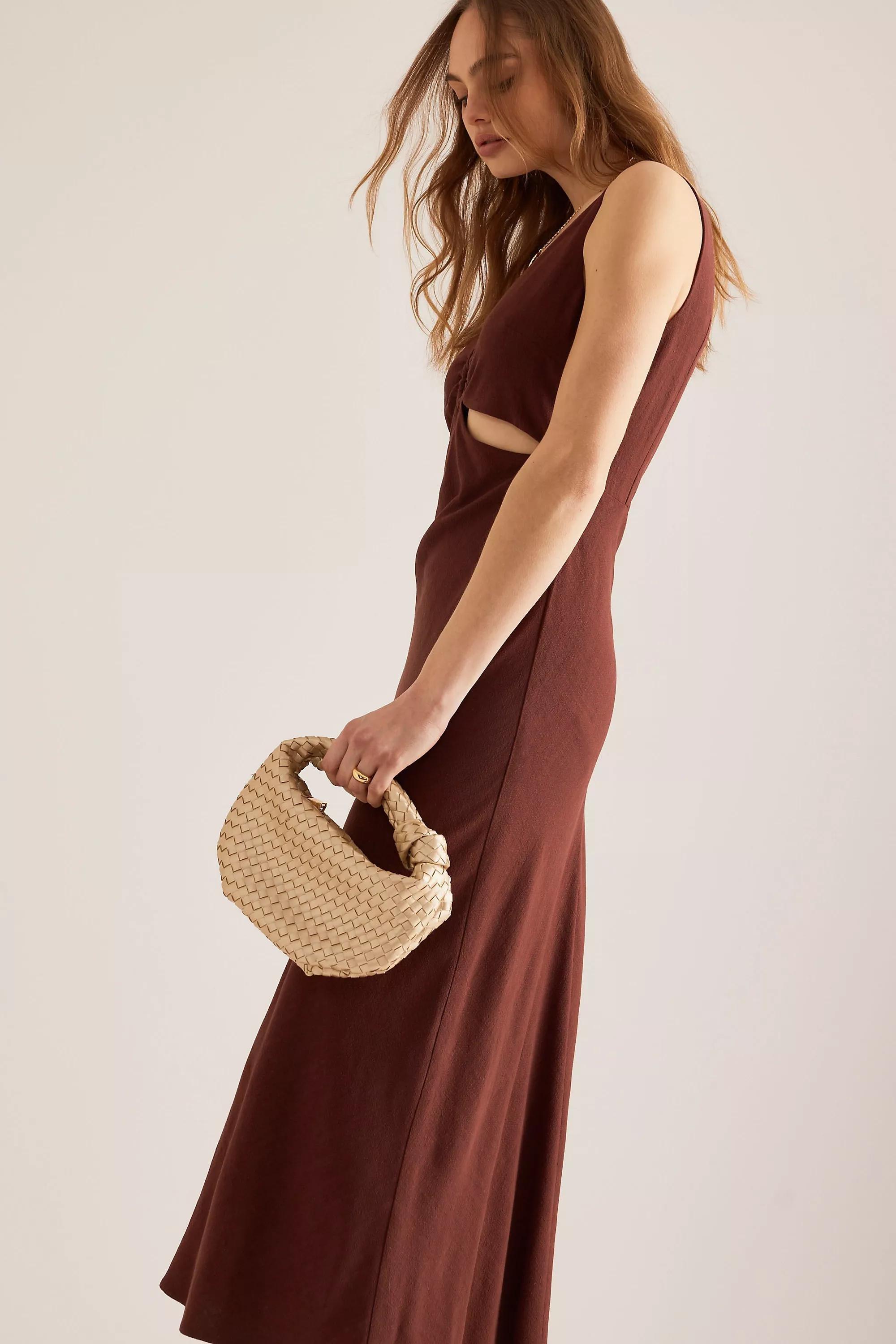 Anthropologie Cutout Sheath Midi Dress, Brown, , large image number 5