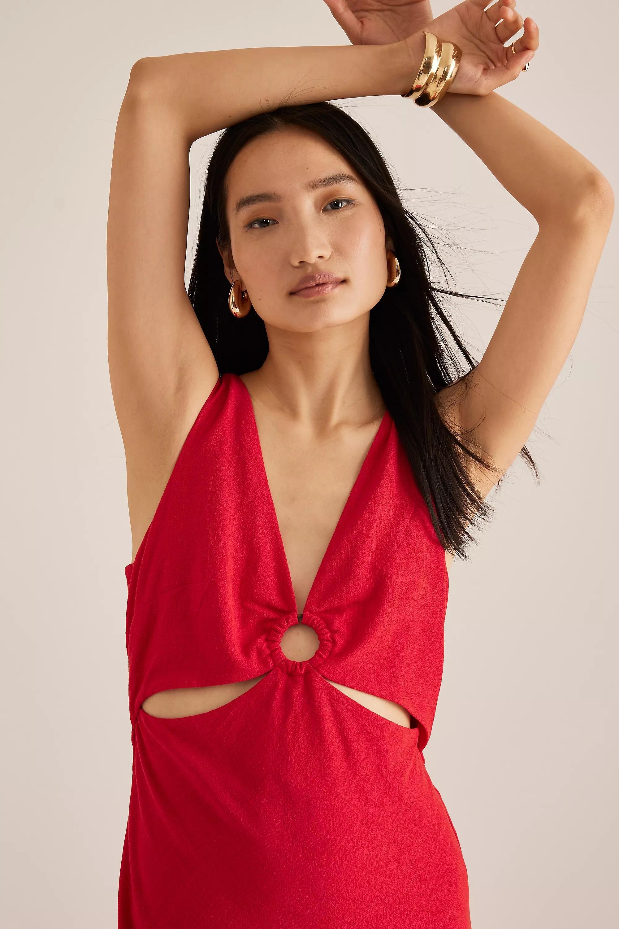 Anthropologie Cutout Sheath Midi Dress, Red, , large image number 3
