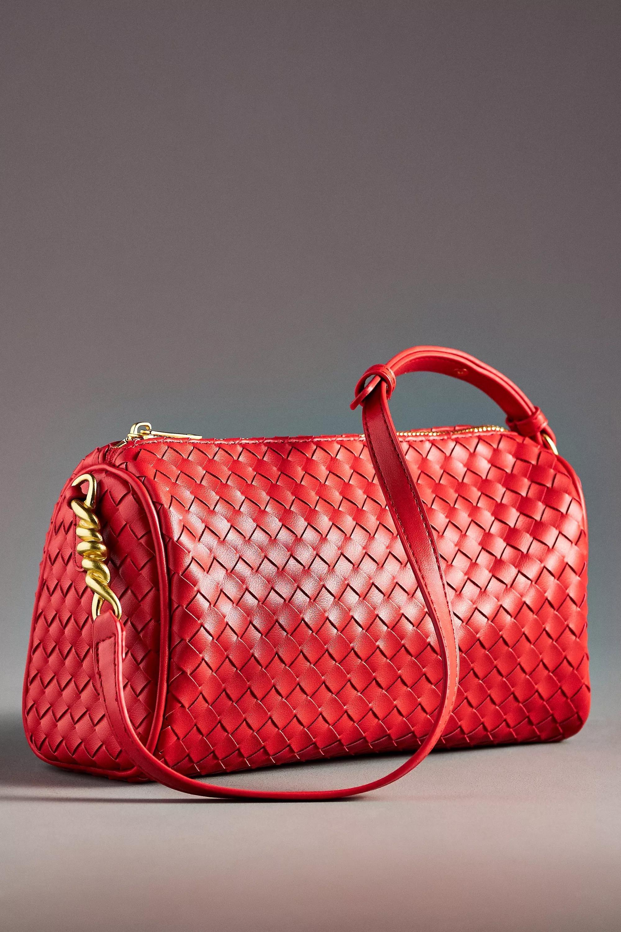 Red Woven Shoulder Bag, , medium