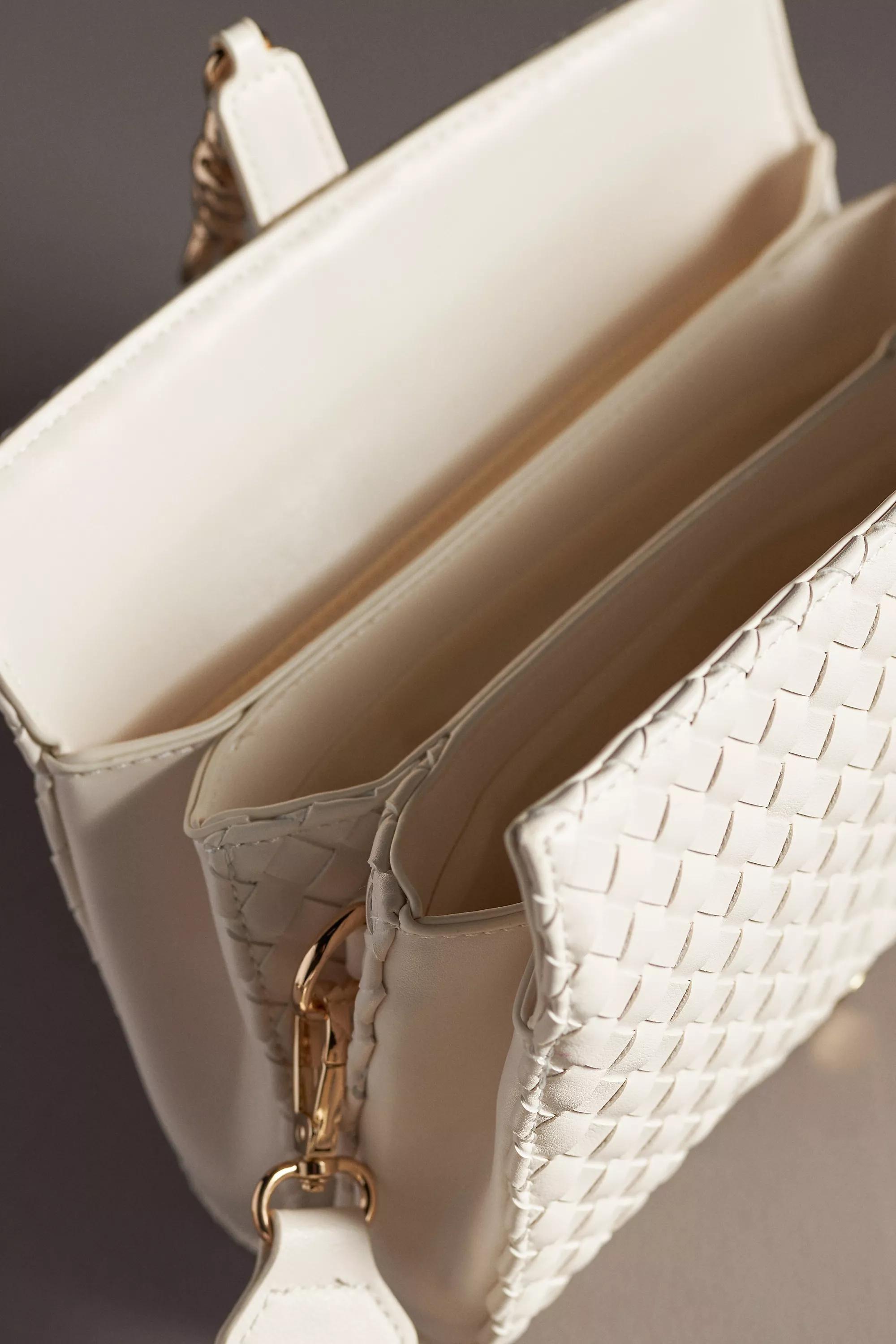 Cream Woven Divided Shoulder Bag, A501_0012, large image number 2